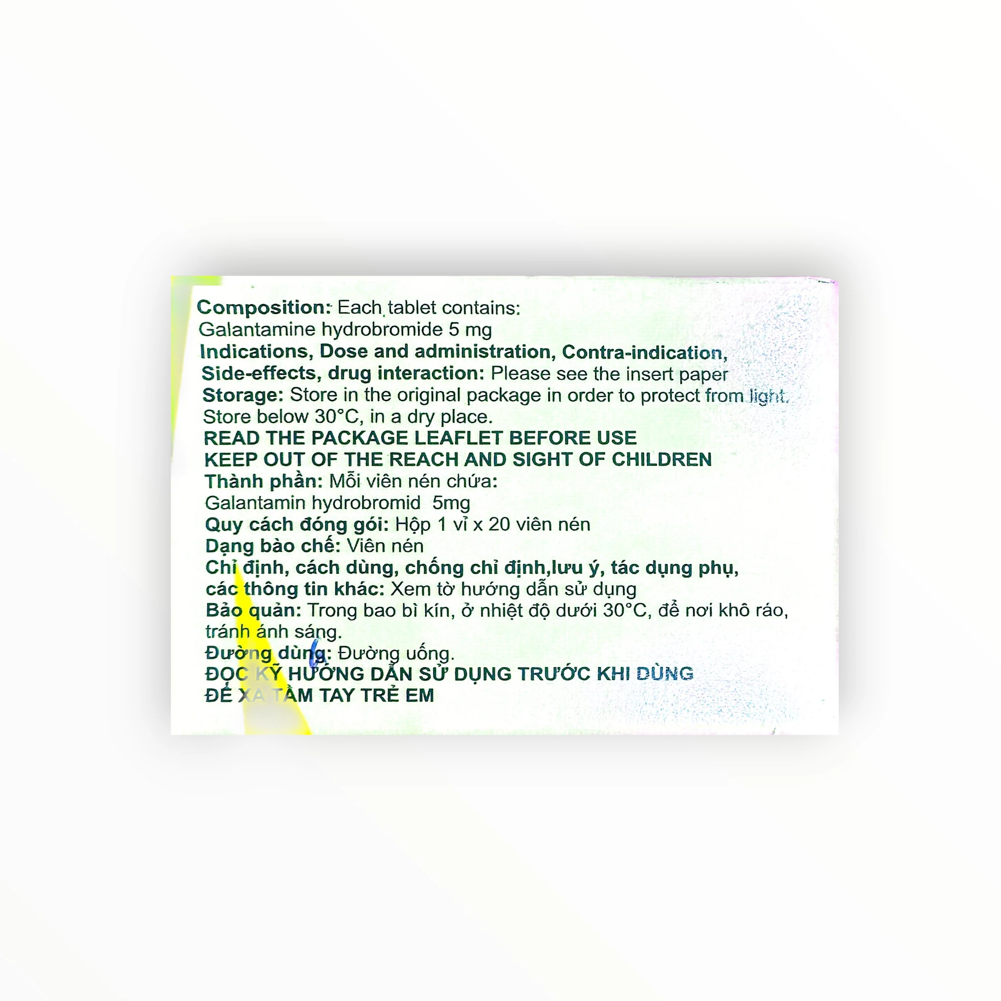 Viên nén Nivalin 5 mg Galantamin 5 mg điều trị sa sút trí tuệ Alzheimer (Hộp 1 vỉ x 20 viên nén) 3 3 Nivalin 5mg