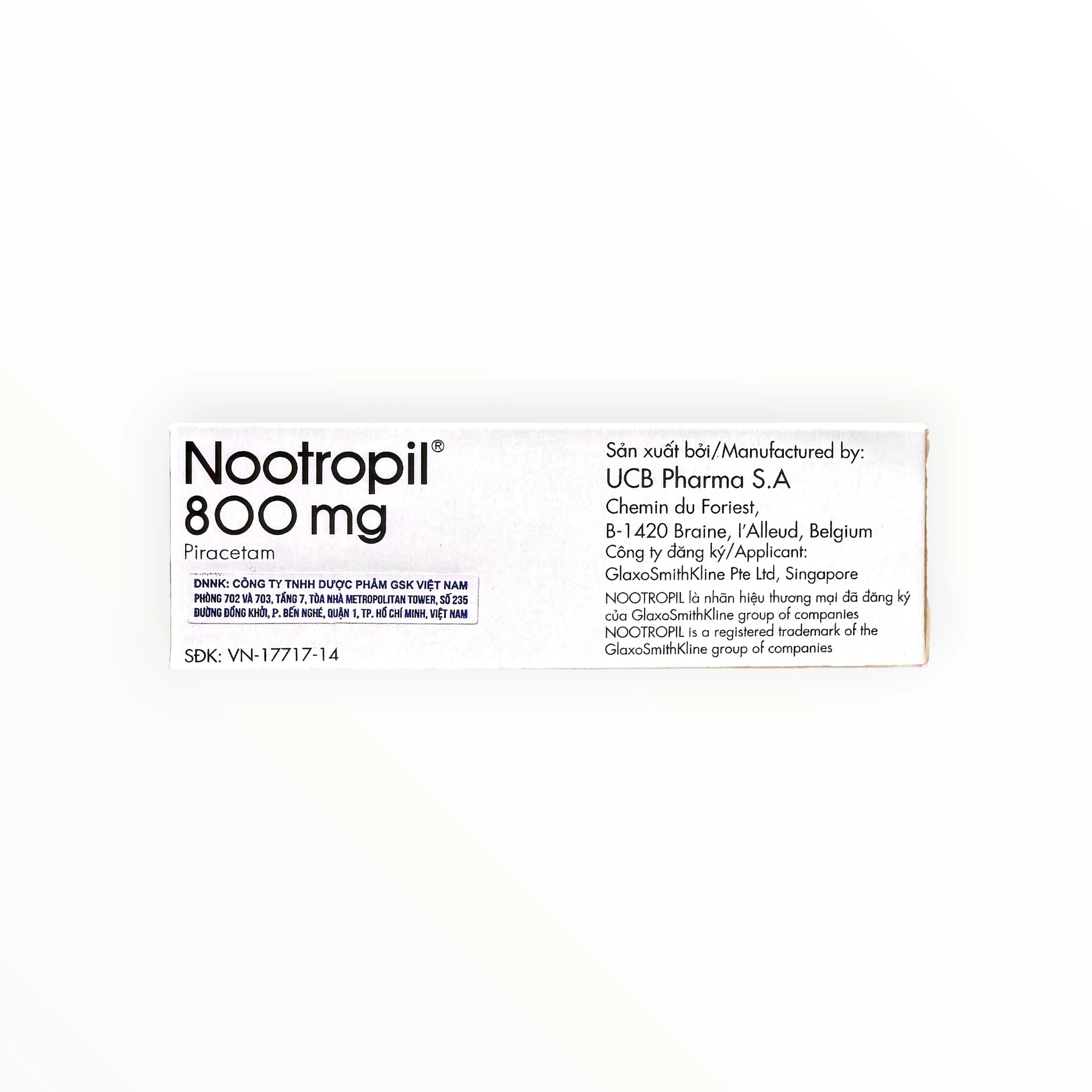 Thuốc Nootropil Piracetam 800 mg điều trị triệu chứng hội tâm thần thực thể (Hộp 3 vỉ x 15 viên) 1 3 Nootropil 800mg