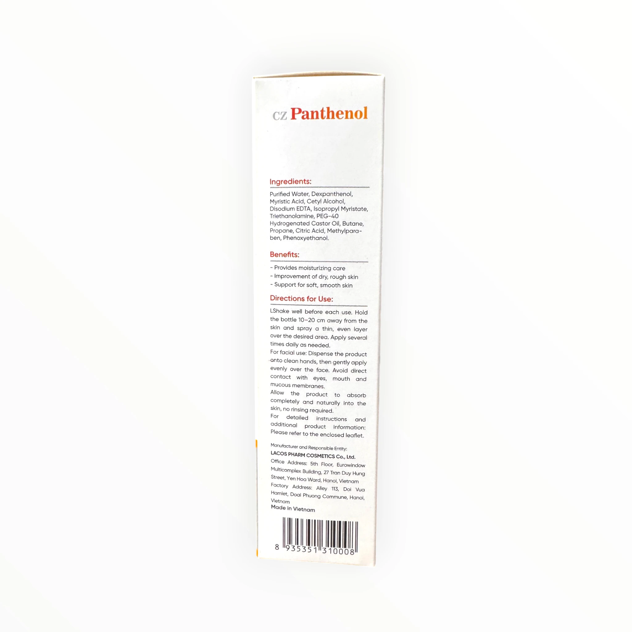 Dung dịch xịt CZ Panthenol Spray Dexpanthenol dưỡng ẩm, cải thiện da khô ráp, giúp da mềm mại (Bình xịt 150ml) 3 3 Panthenol xịt