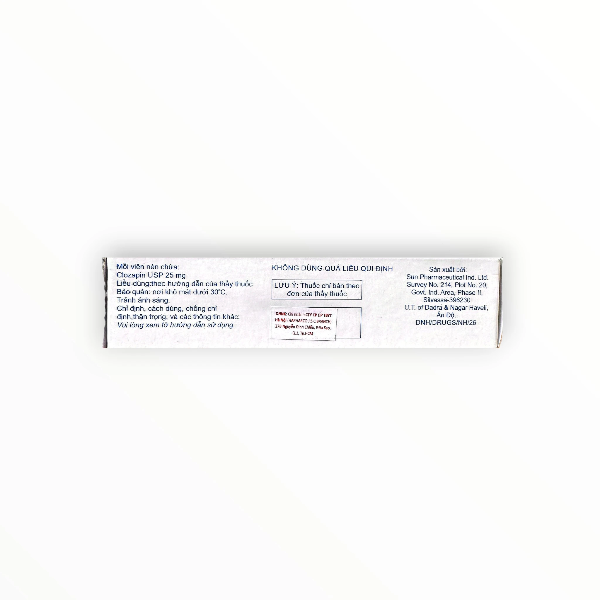 Viên nén Sunsizopin 25 Clozapin 25 mg điều trị tâm thần phân liệt kháng trị (Hộp 3 vỉ x 10 viên nén) 3 3 Sunsizopin 25