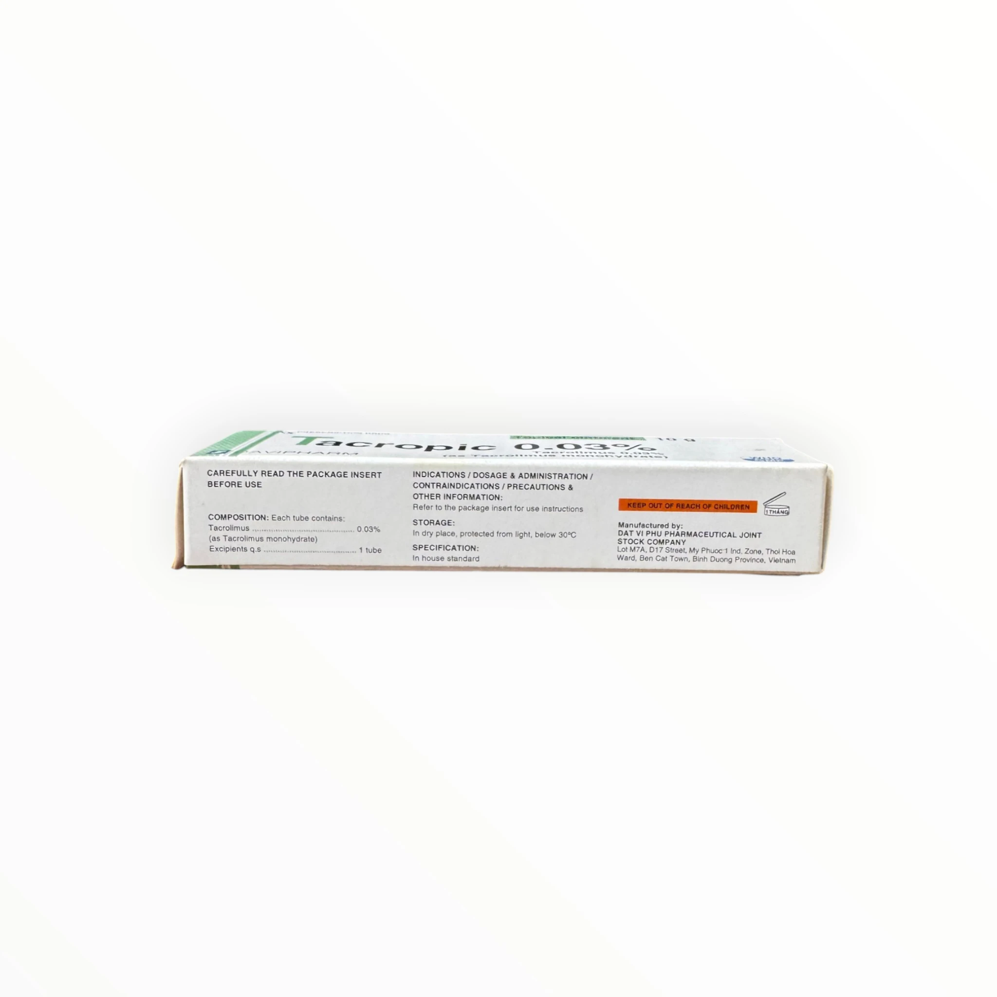 Thuốc mỡ Tacropic 0,03% Tacrolimus điều trị viêm da cơ địa mức độ vừa và nặng ở người lớn và trẻ em từ 2 tuổi (Tuýp 10g) 3 3 Tacropic 0.02 1.webp