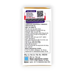 Viên nén bao phim Tenofovir 300 Milan Tenofovir disoproxil fumarate 300 mg điều trị HIV, viêm gan B (Hộp 1 lọ x 30 viên nén bao phim) 6 3 Tenofovir 300 Milan