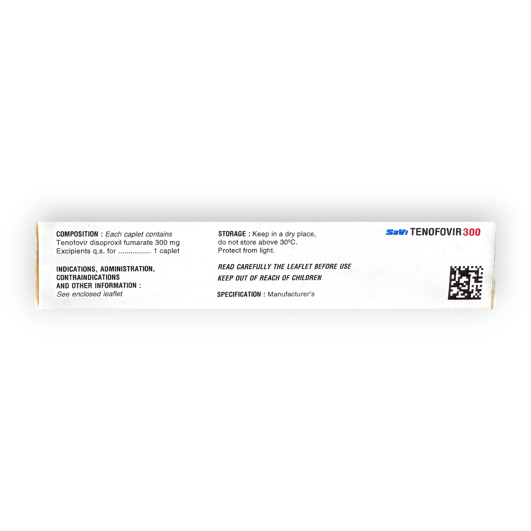 Viên nén bao phim SaVi Tenofovir 300 Tenofovir disoproxil fumarat 300 mg điều trị HIV, viêm gan B (Hộp 3 vỉ x 10 viên nén bao phim) 3 3 Tenofovir 300 Savi