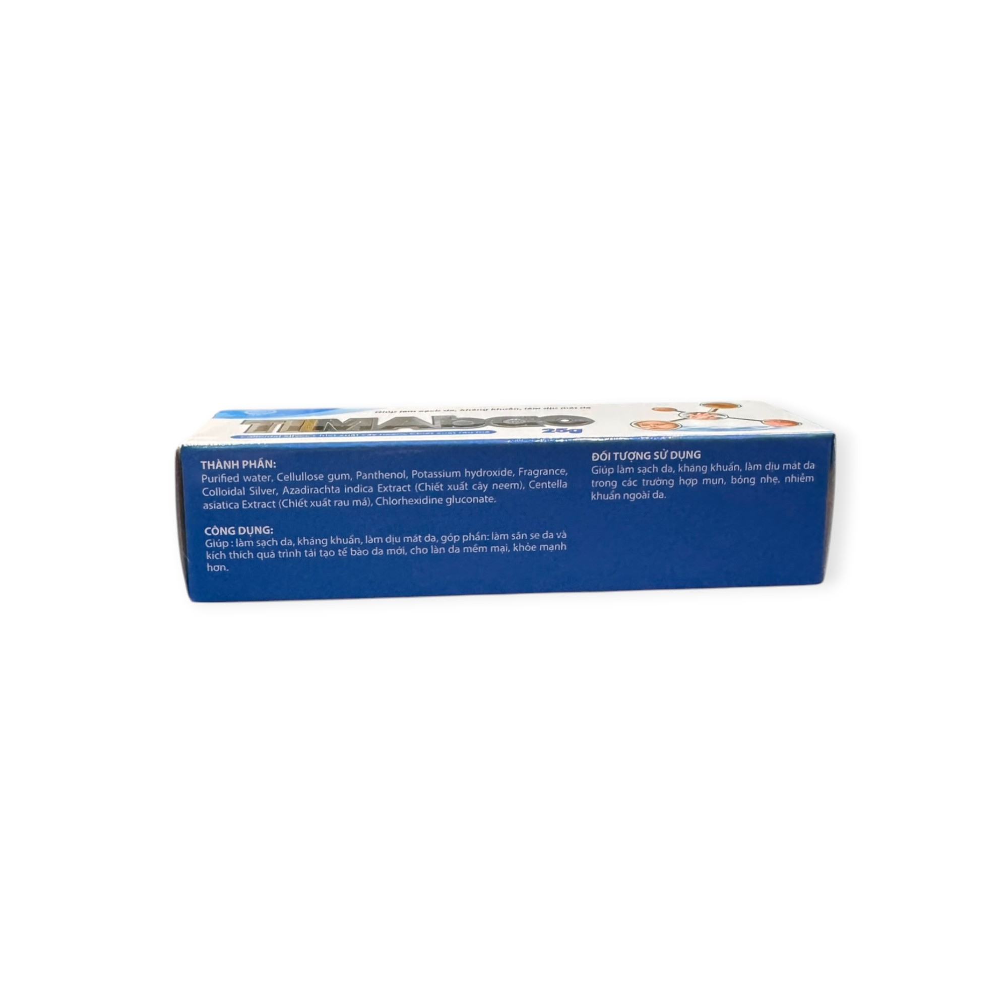 Gel Tima bạc (Timabac) Colloidal Silver, Neem, Rau má, Panthenol làm sạch da, kháng khuẩn, làm dịu mát da (Tuýp 25g) 3 3 Tima bạc