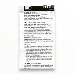 Thuốc Cefimed Cefixime 200 mg kháng sinh trị nhiễm khuẩn (Hộp chứa 2 vỉ x 4 viên nén bao phim) 8 3 cefimed 200mg