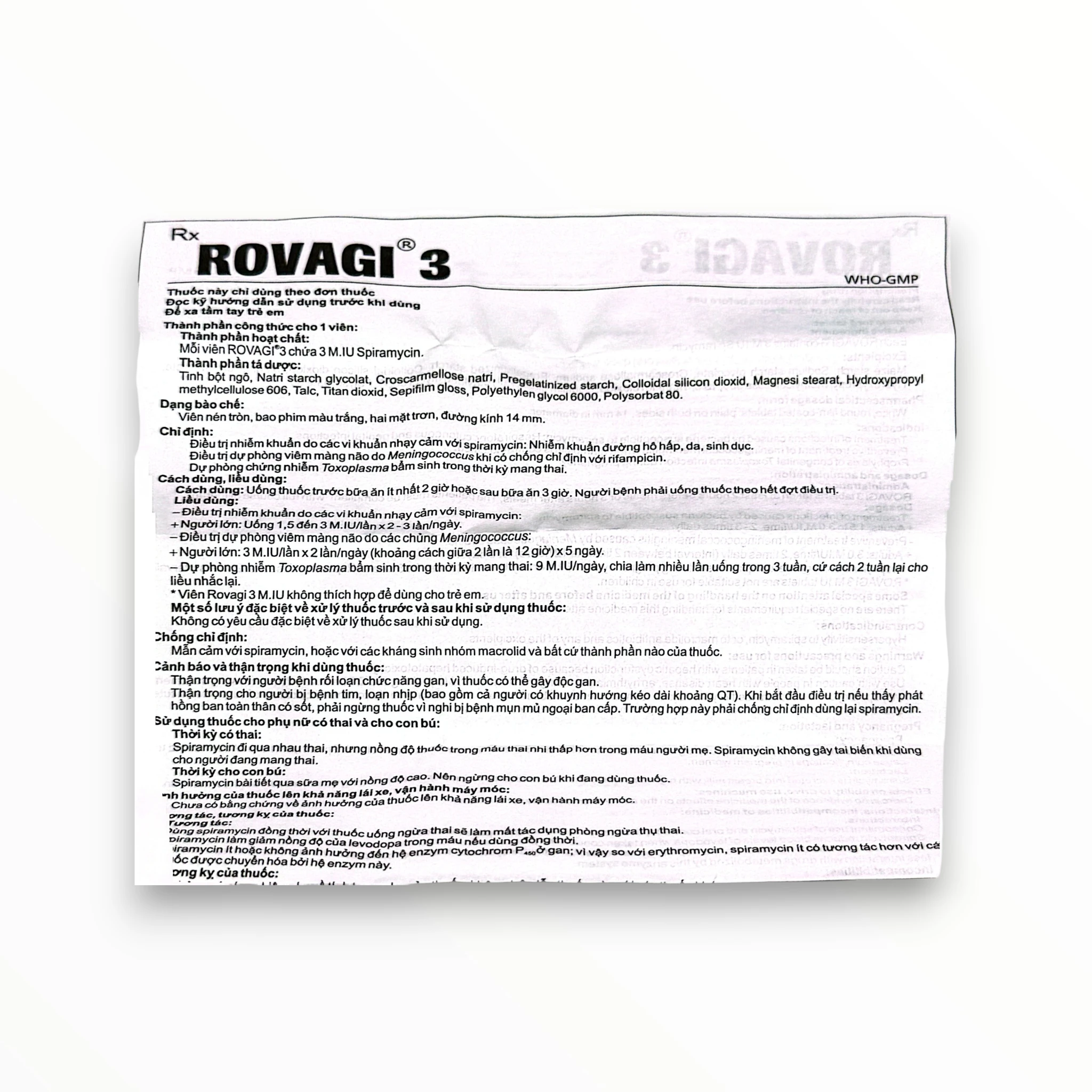 Thuốc Rovagi 3 Spiramycin M.IU điều trị nhiễm khuẩn (Hộp 2 vỉ x 5 viên nén bao phim) 3 3 rovagi 3