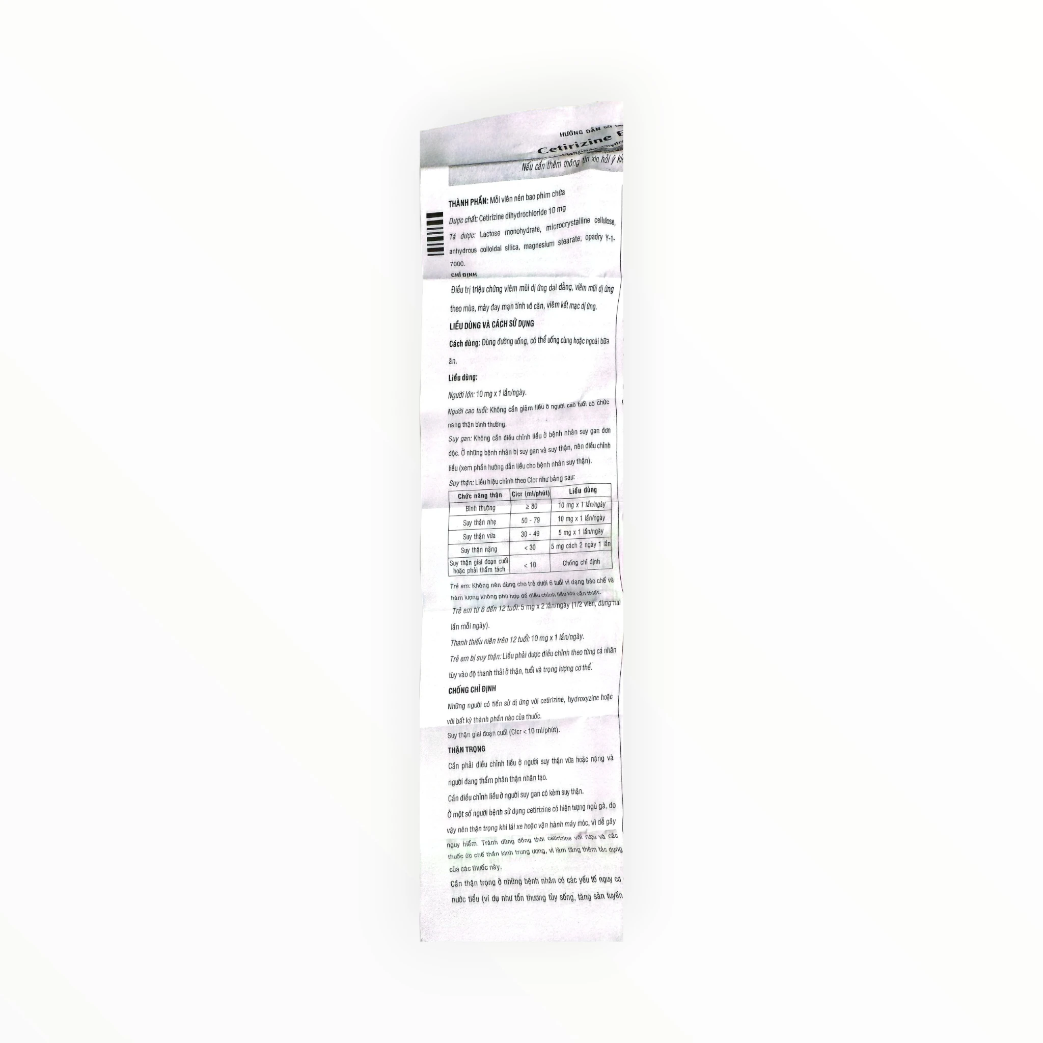 Thuốc Cetirizine EG 10mg Cetirizine dihydrochloride điều trị viêm mũi dị ứng và mày đay (Hộp 10 vỉ x 10 viên) 4 4 Cetirizine EG10mg