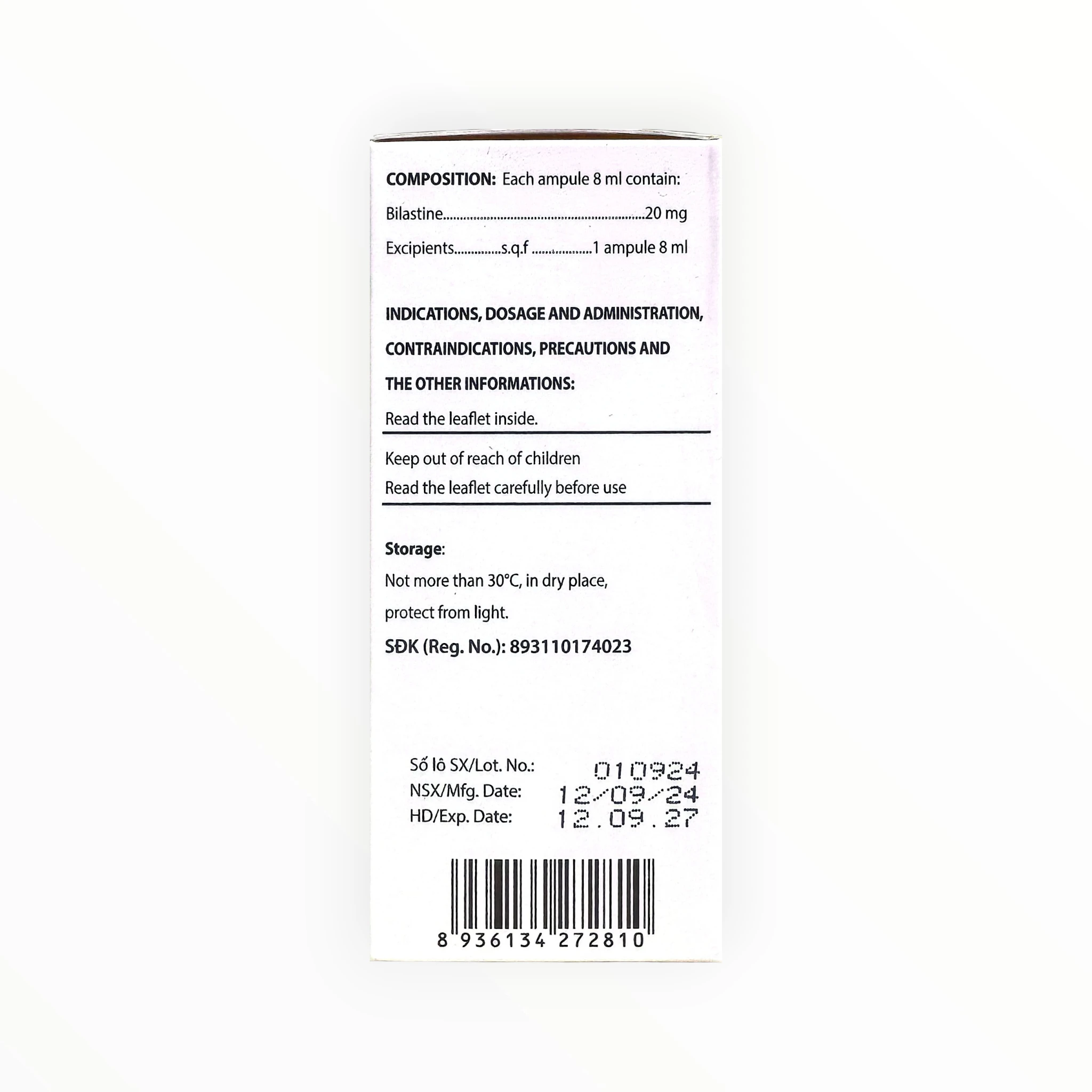 Thuốc Dabilas 20mg Bilastine điều trị viêm mũi dị ứng và mày đay (Hộp 4 vỉ x 5 ống 8 ml) 4 4 Dabilas