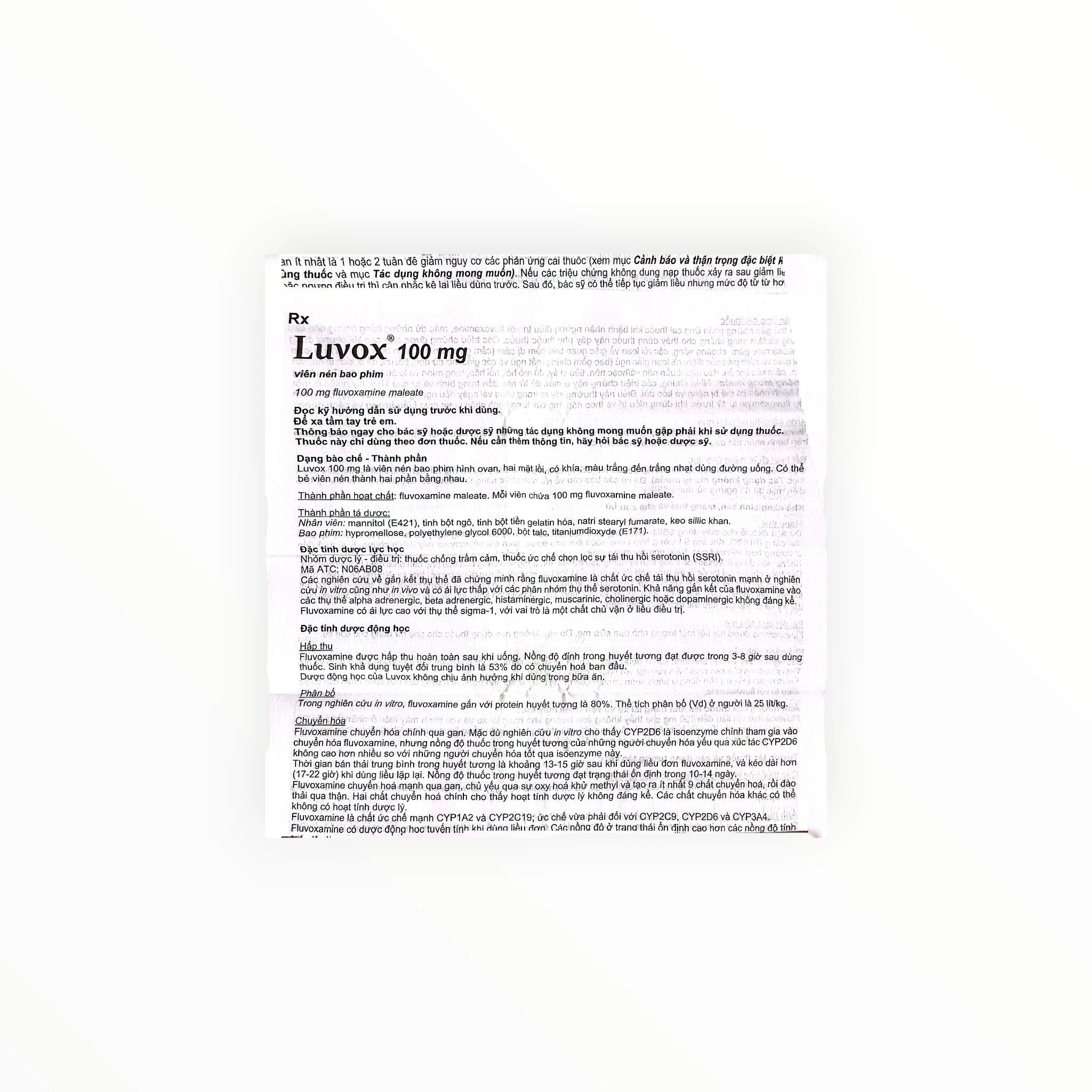 Thuốc Luvox Fluvoxamine maleate 100 mg chống trầm cảm, rối loạn ám ảnh cưỡng chế (Hộp 2 vỉ x 15 viên) 4 4 Luvox 100mg