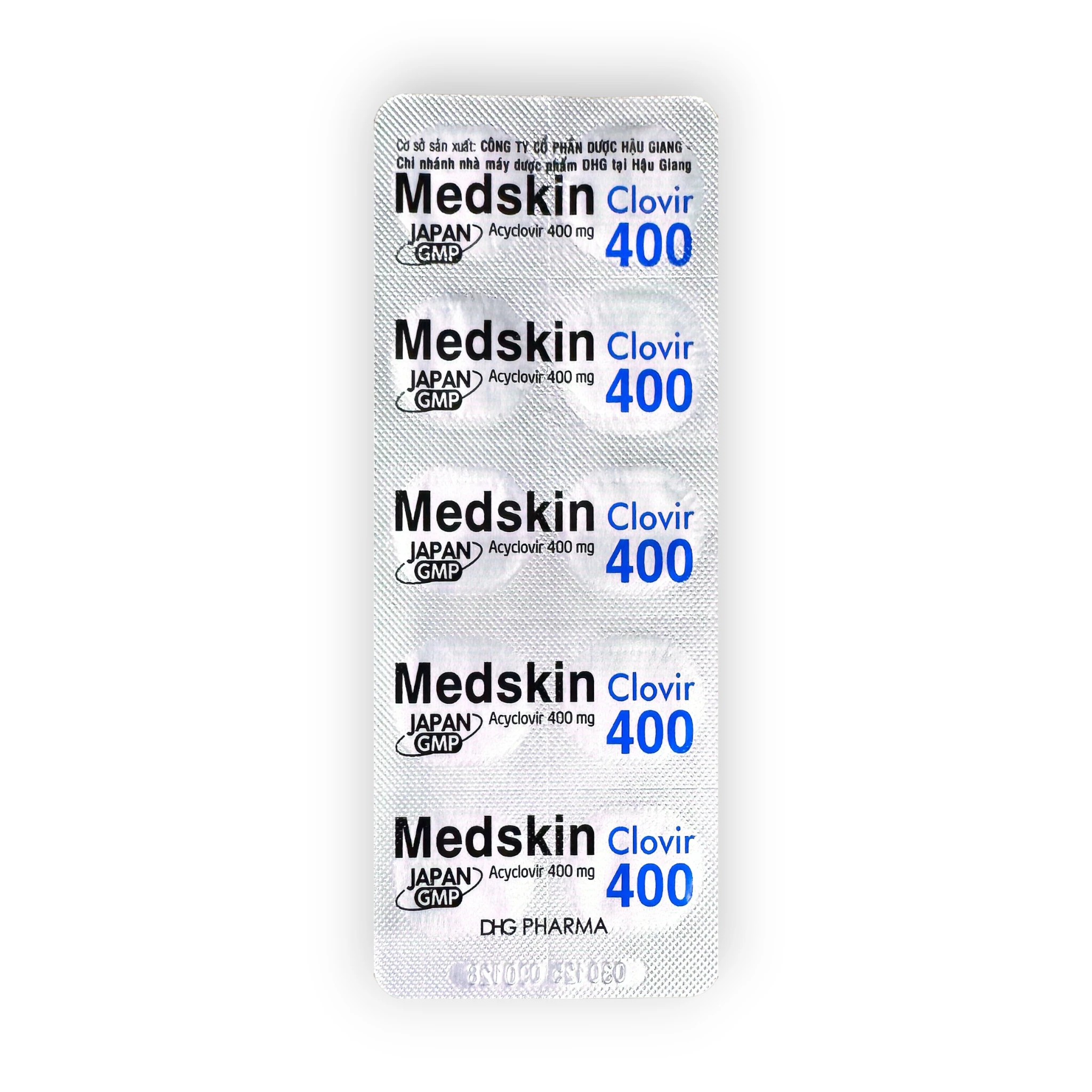 Viên nén Medskin Clovir 400 Acyclovir 400 mg kháng virus Herpes simplex, dự phòng tái phát (Hộp 6 vỉ x 10 viên nén) 4 4 Medskin clovir 400