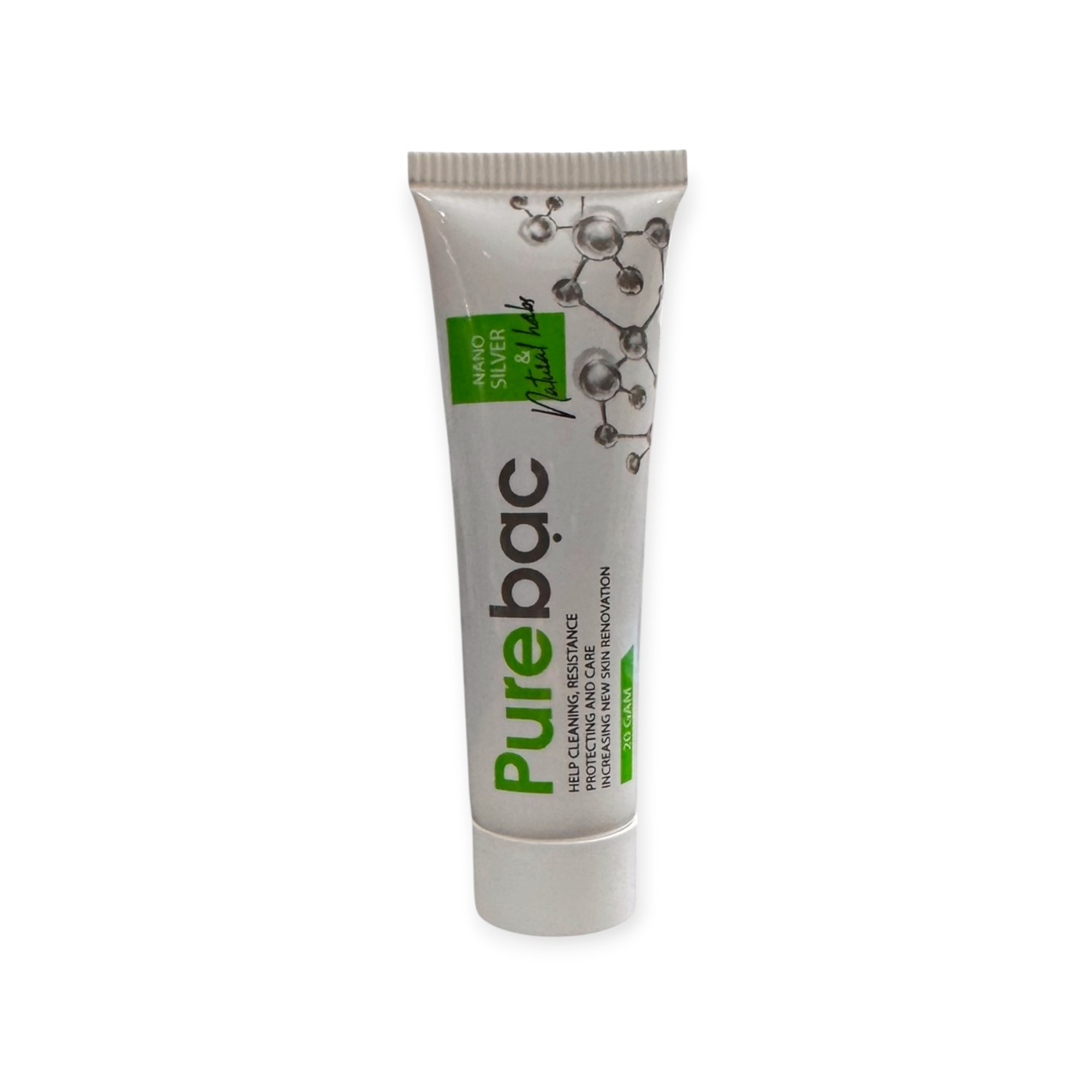 Kem Pure bạc (Purebac) Nano bạc, Kẽm Oxyd, Chiết xuất lá xoài, Chamomile làm sạch da, kháng khuẩn, chăm sóc thủy đậu, zona, viêm da (Tuýp 20g) 4 4 Pure bạc