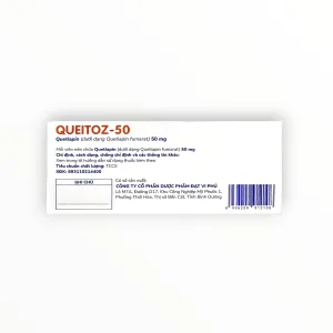 Viên nén Queitoz-50 Quetiapin 50 mg điều trị tâm thần phân liệt, rối loạn lưỡng cực (Hộp 3 vỉ x 10 viên nén) 11 4 Queitoz 50 Davipharm (Queitoz 50 Davipharm)