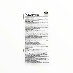 Viên nén Acycy 800 Acyclovir 800 mg kháng virus Herpes simplex, Herpes zoster, thủy đậu (Hộp 05 vỉ x 04 viên) 10 5 Acycy 800