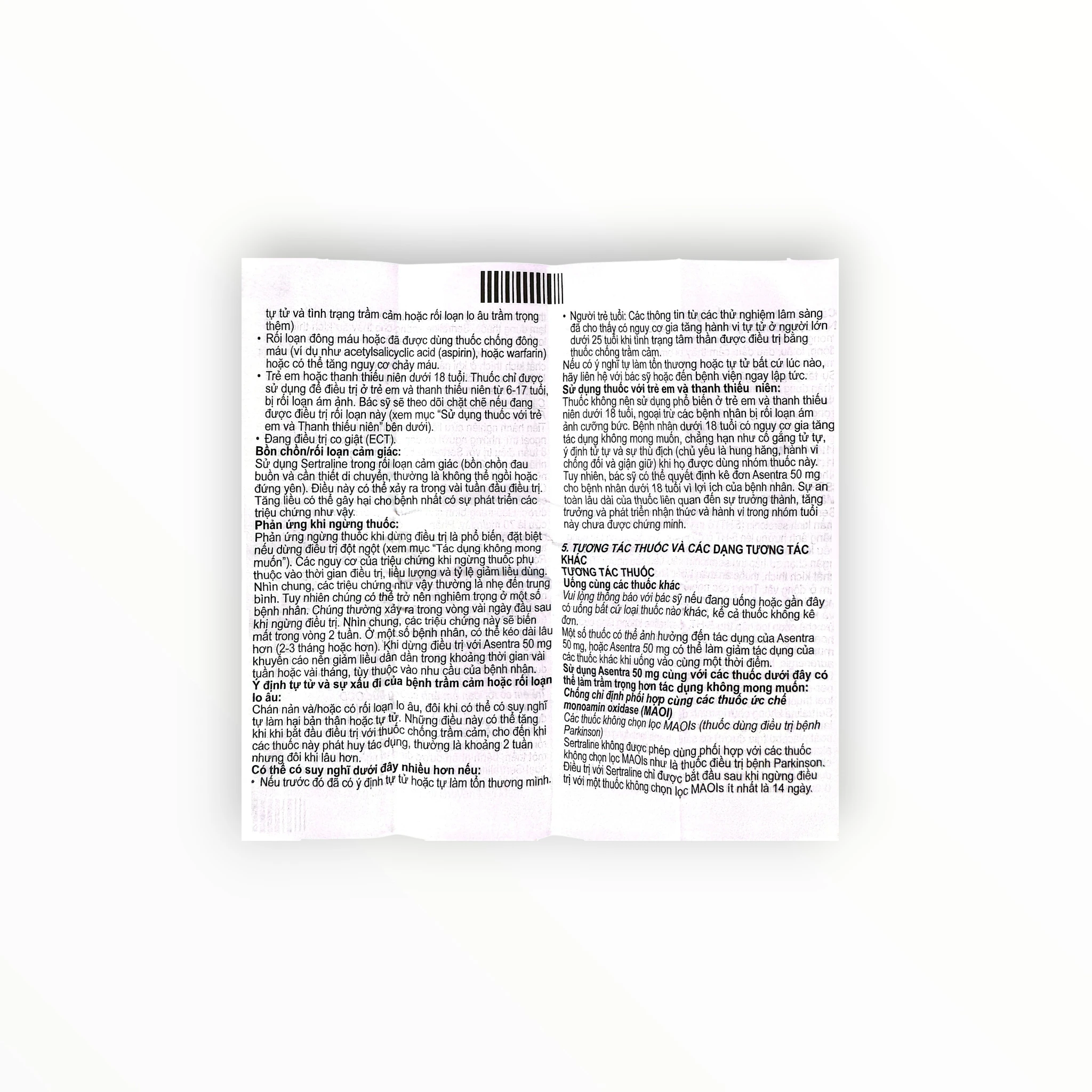 Viên nén bao phim Asentra 50mg Sertraline 50 mg điều trị trầm cảm, rối loạn lo âu, OCD, PTSD (Hộp 4 vỉ x 7 viên nén bao phim) 5 5 Asentra 50mg (Asentra 50mg)