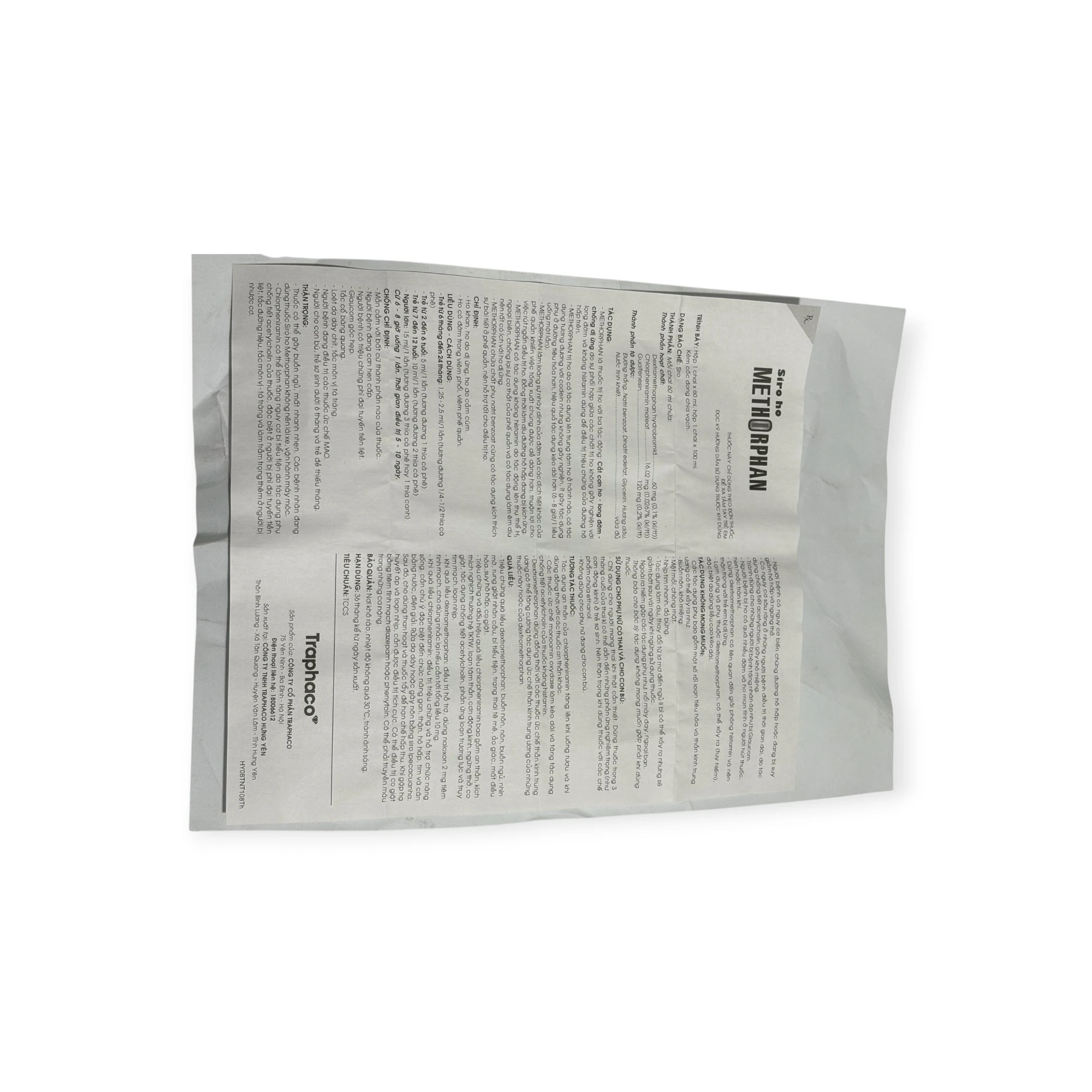 Siro ho Methorphan Traphaco trị ho, long đờm (Hộp 1 chai 60ml) 5 5 Methorphan