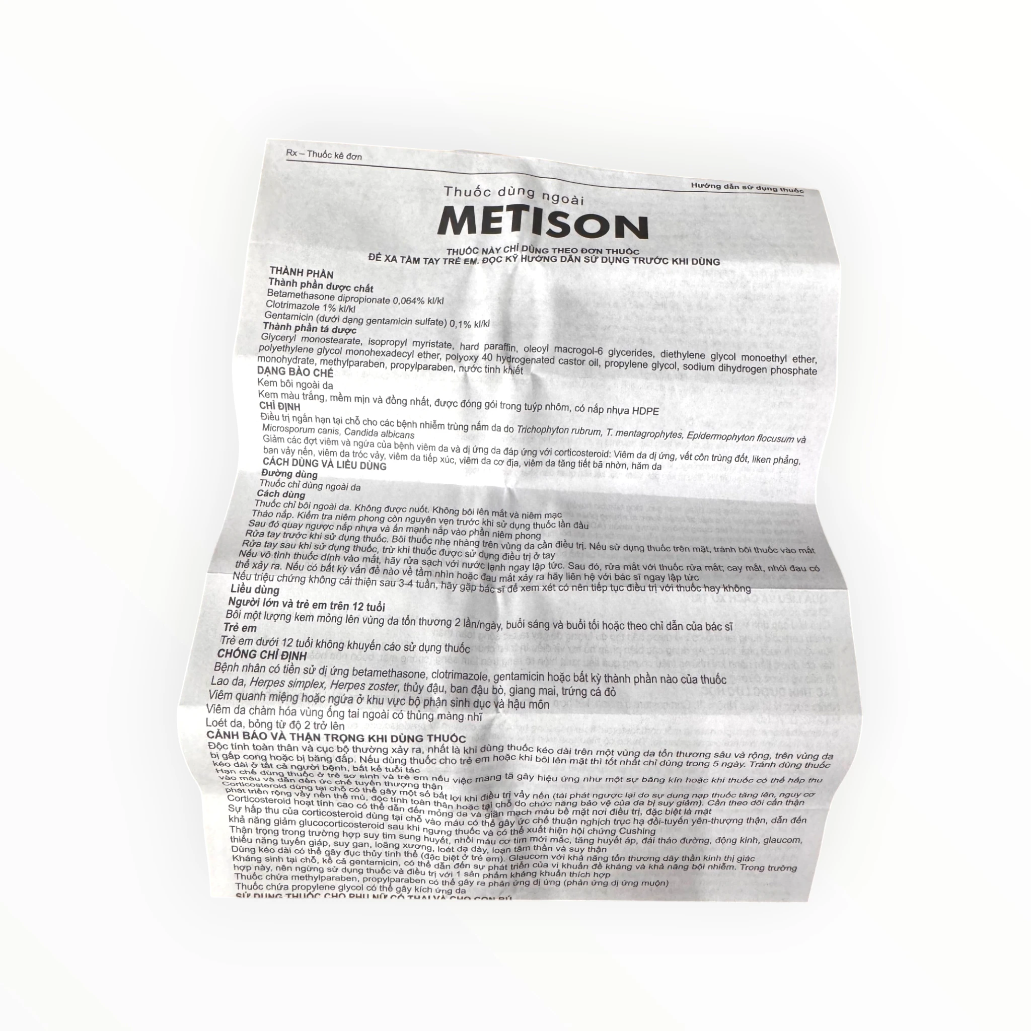 Kem bôi Metison Betamethason dipropionat 0,064%, Clotrimazol 1%, Gentamicin 0,1% chống viêm, kháng nấm, kháng khuẩn, trị viêm da dị ứng nhieu khuan (Tuýp 10g) 5 5 Metison