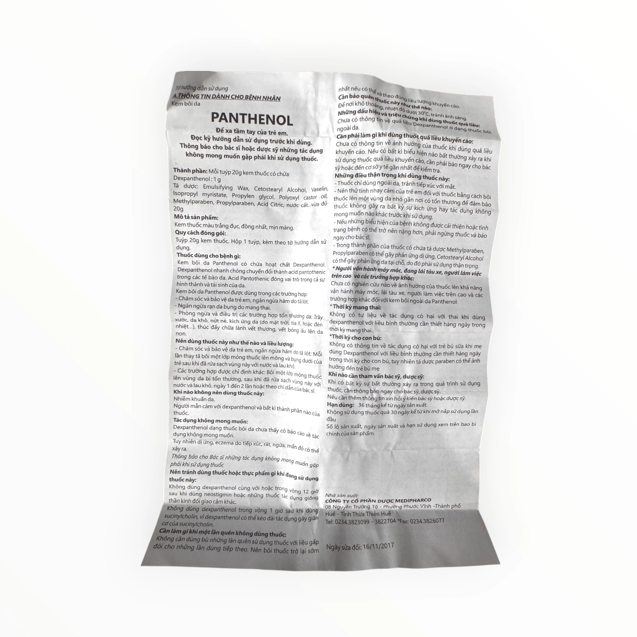 Kem bôi da Panthenol 5% Medipharco Dexpanthenol dưỡng ẩm, tái tạo da, chăm sóc và bảo vệ da trẻ em (Tuýp 20g) 5 5 Panthenol
