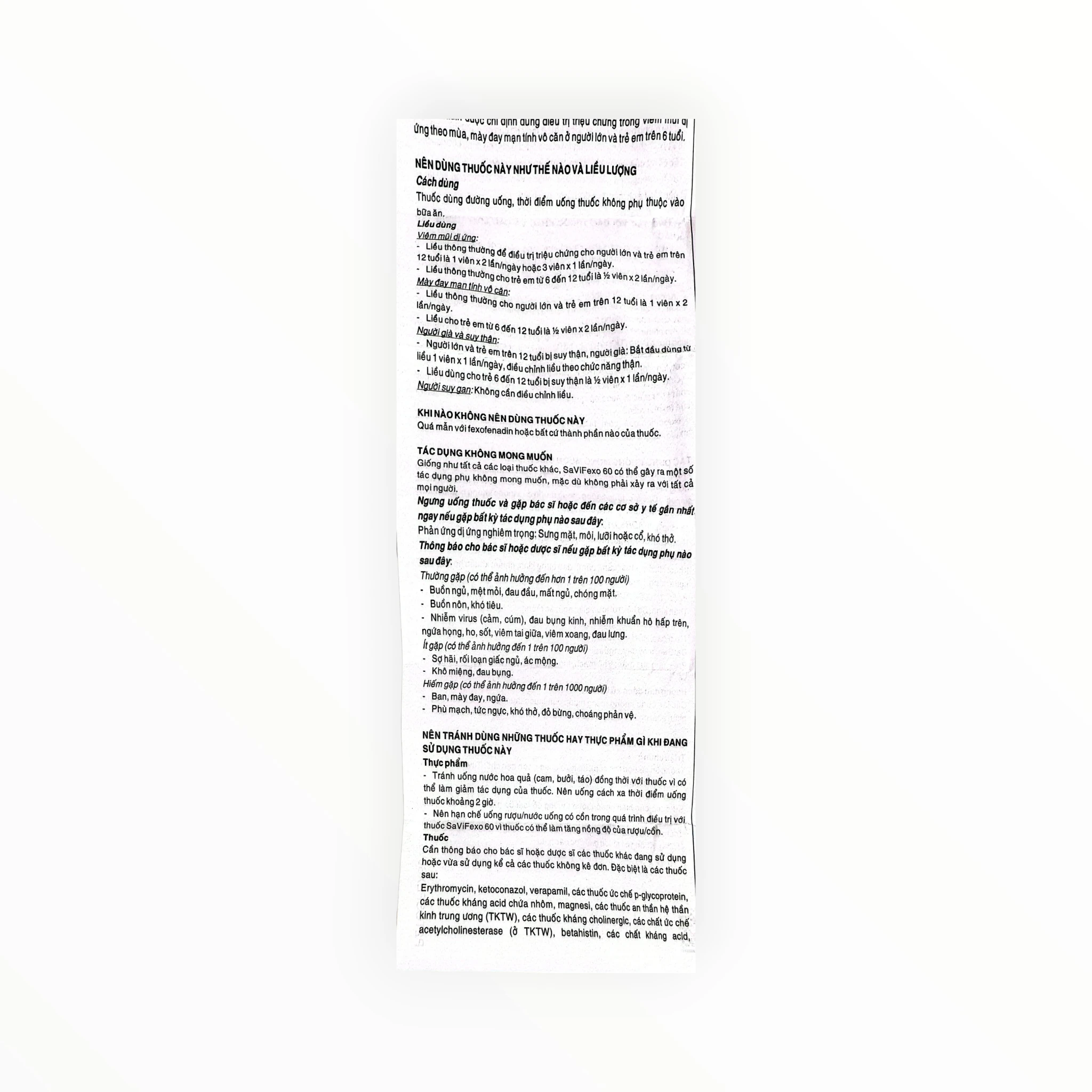 Thuốc Savi Fexo 60mg Fexofenadin hydrochlorid điều trị viêm mũi dị ứng và mày đay (Hộp 1 vỉ x 10 viên) 5 5 Savi Fexo 60