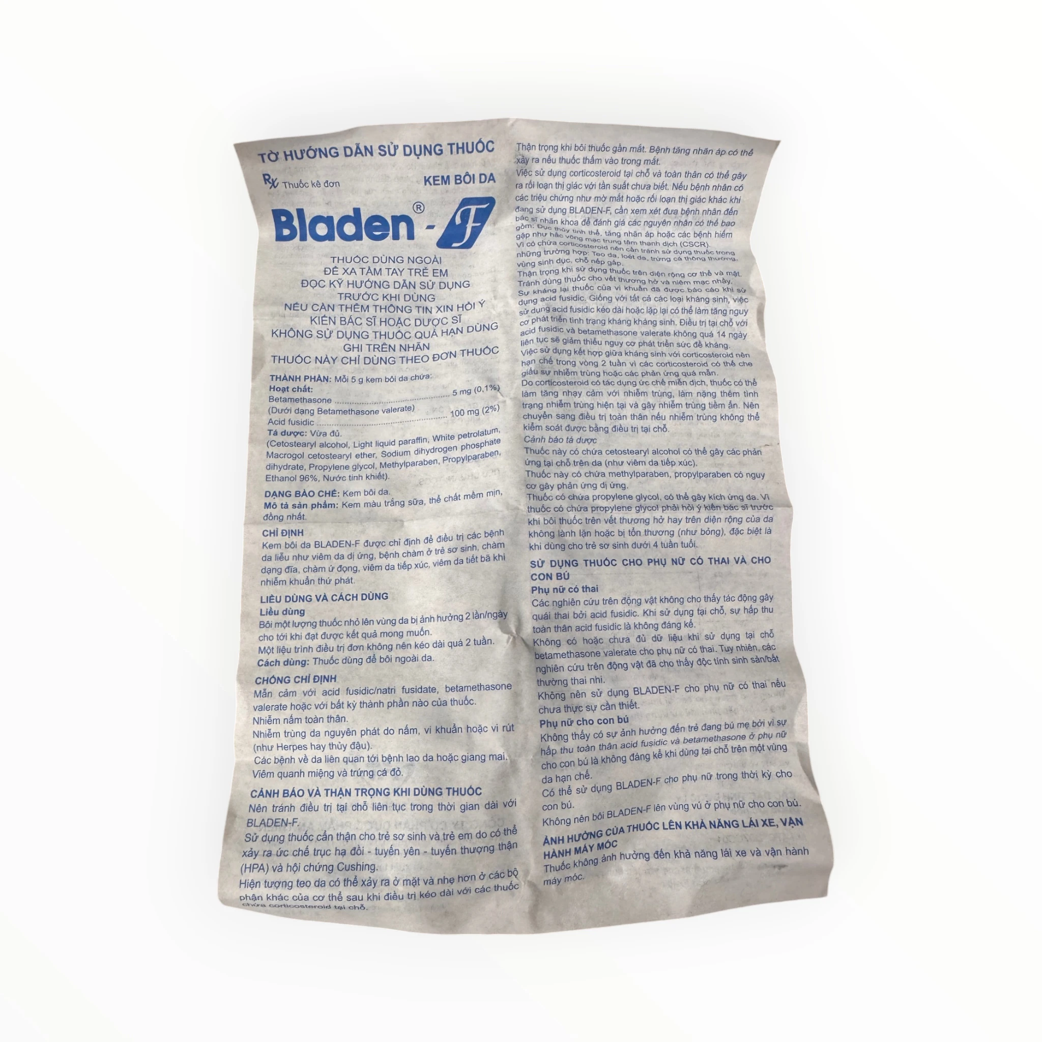 Kem bôi da Bladen F Betamethasone 0,1%, Acid fusidic 2% kháng khuẩn, chống viêm, điều trị viêm da nhiễm khuẩn (Tuýp 5g) 6 6 Bladen