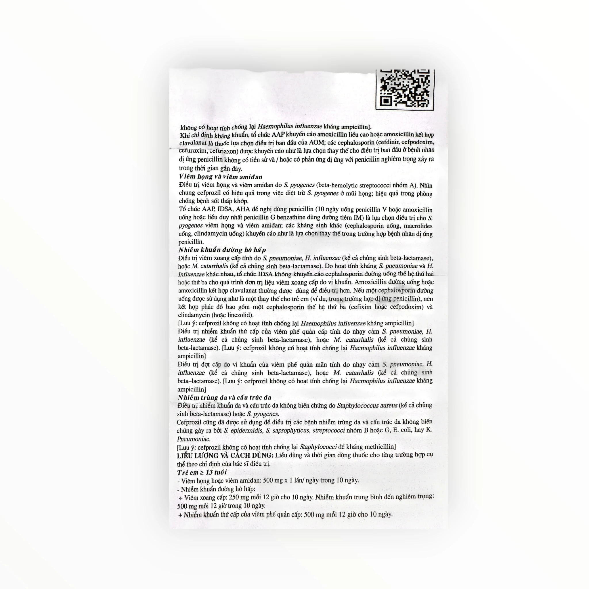 Viên nén bao phim Cefprozil 500-US Cefprozil 500mg kháng khuẩn cephalosporin thế hệ 2, trị nhiễm khuẩn hô hấp, tai, da (Hộp 1 vỉ x 10 viên nén bao phim) 6 6 Cefprozil 500