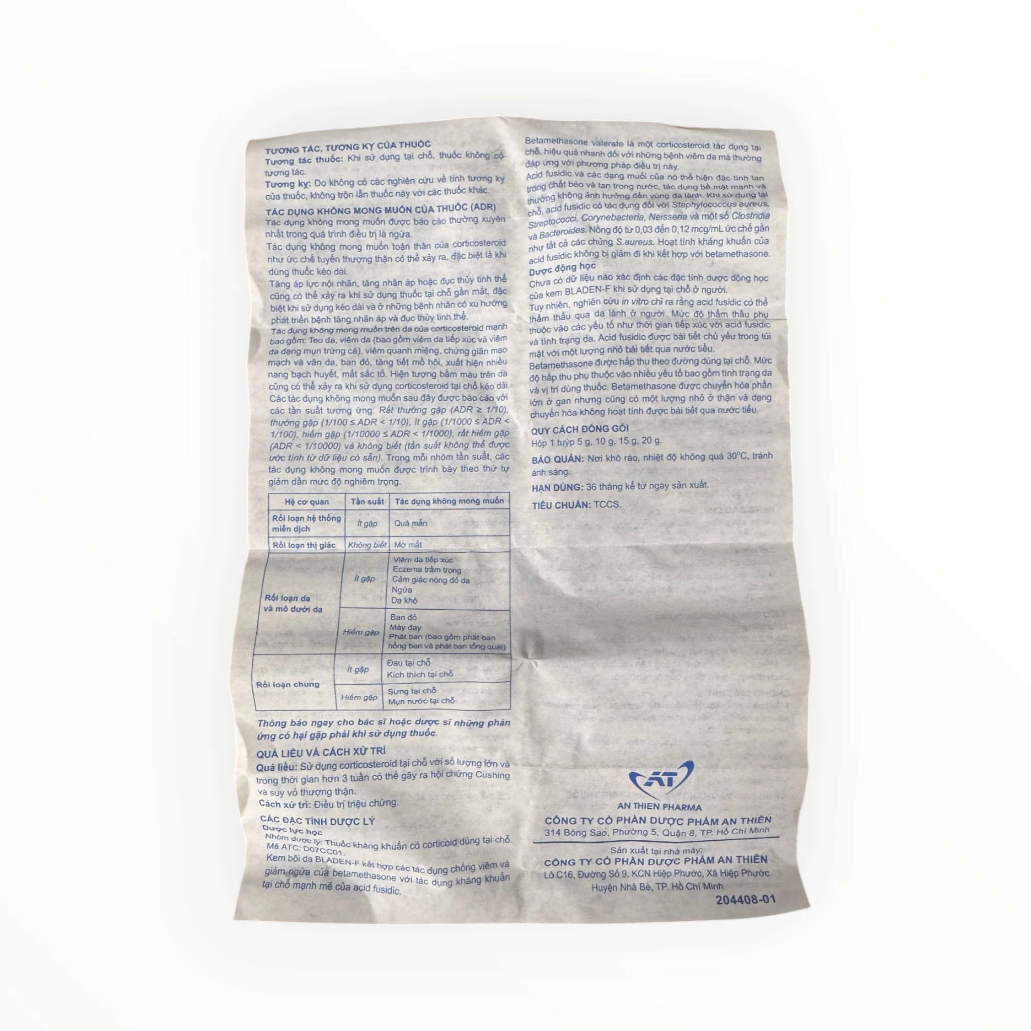Kem bôi da Bladen F Betamethasone 0,1%, Acid fusidic 2% kháng khuẩn, chống viêm, điều trị viêm da nhiễm khuẩn (Tuýp 5g) 7 7 Bladen