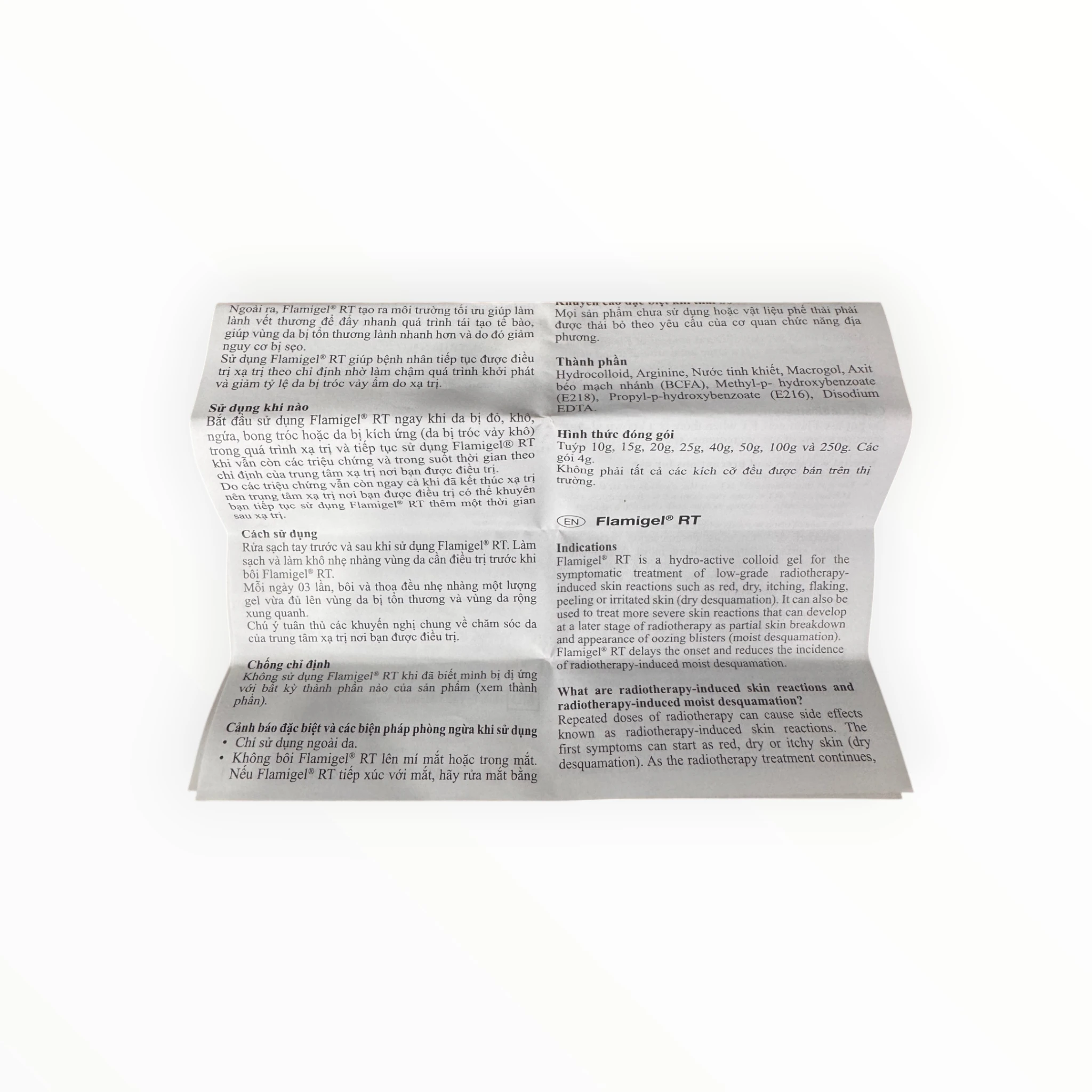 Gel bôi da Flamigel RT Chiết xuất thiên nhiên, hoạt chất dưỡng ẩm, phục hồi da phòng ngừa và điều trị tổn thương da do xạ trị (Tuýp 100g) 7 7 Flamigel RT