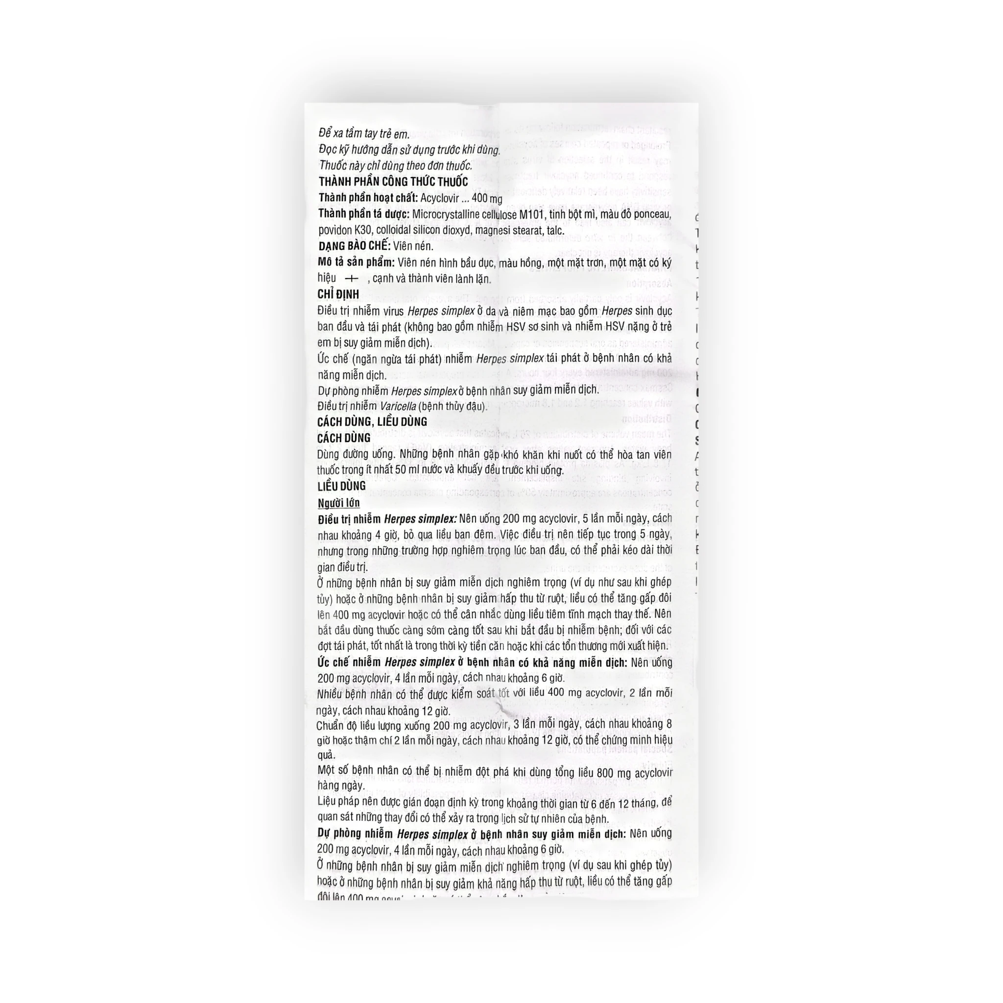 Viên nén Medskin Clovir 400 Acyclovir 400 mg kháng virus Herpes simplex, dự phòng tái phát (Hộp 6 vỉ x 10 viên nén) 7 7 Medskin clovir 400