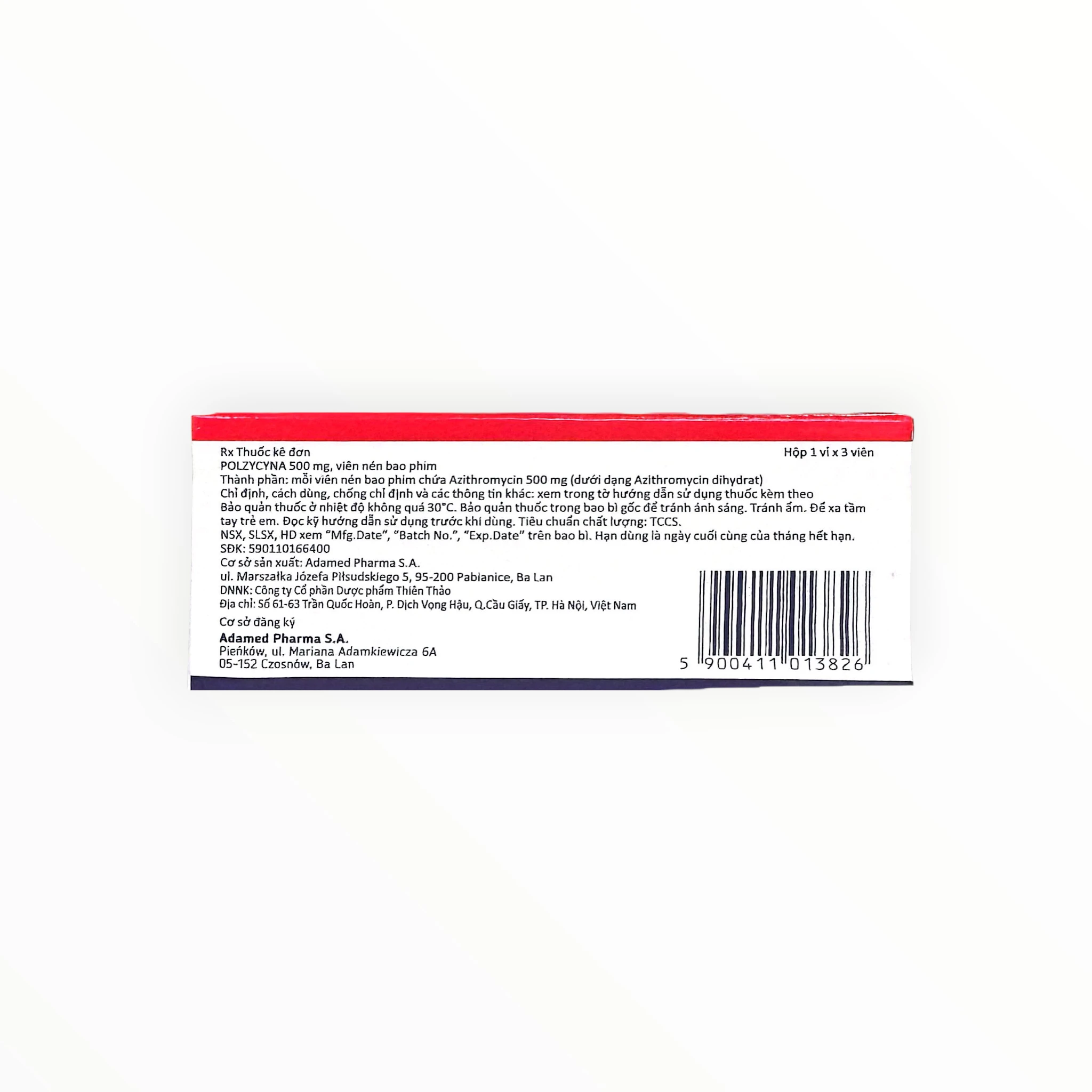 Thuốc Polzycyna 500mg Azithromycin điều trị nhiễm khuẩn (Hộp 1 vỉ x 3 viên) 2 7 Polzycyna 2