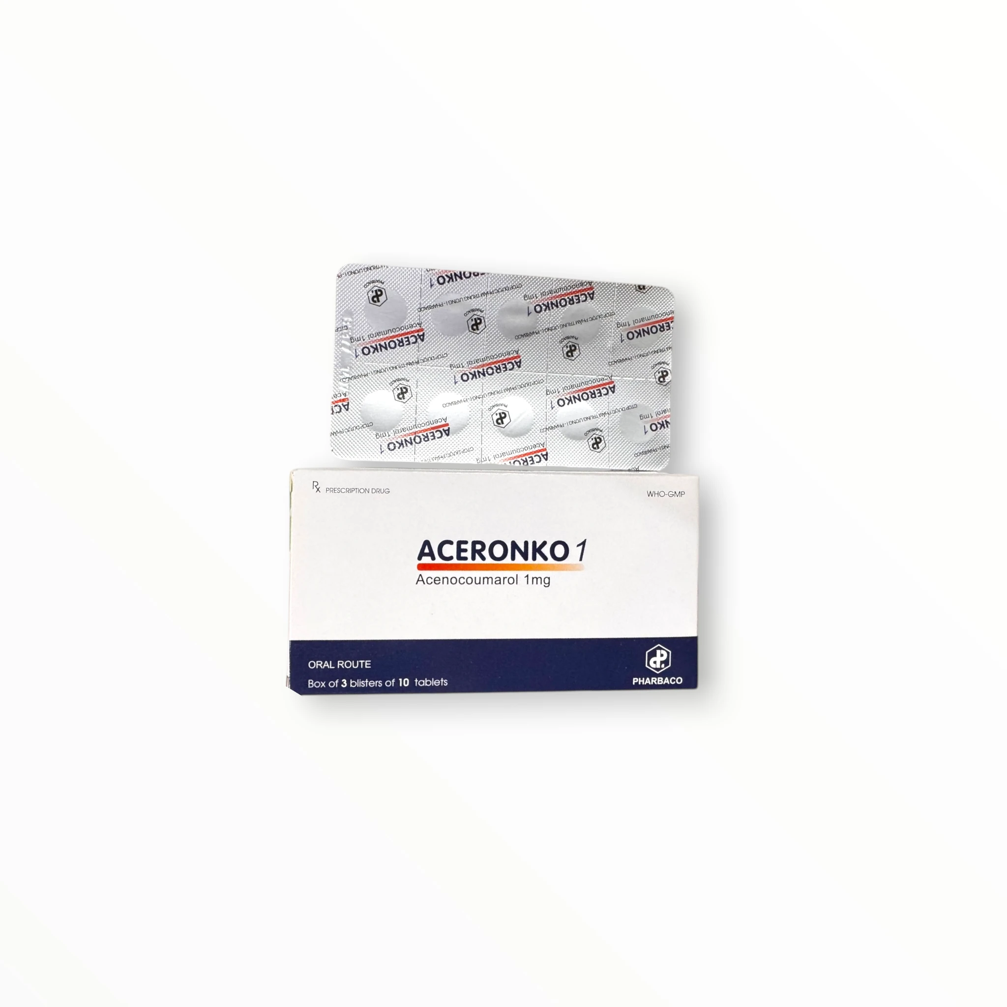 Viên nén Aceronko 1 Pharbaco Dự phòng và điều trị huyết khối tắc mạch (Hộp 3 vỉ x 10 viên nén) 4 Aceronko 1 (4)