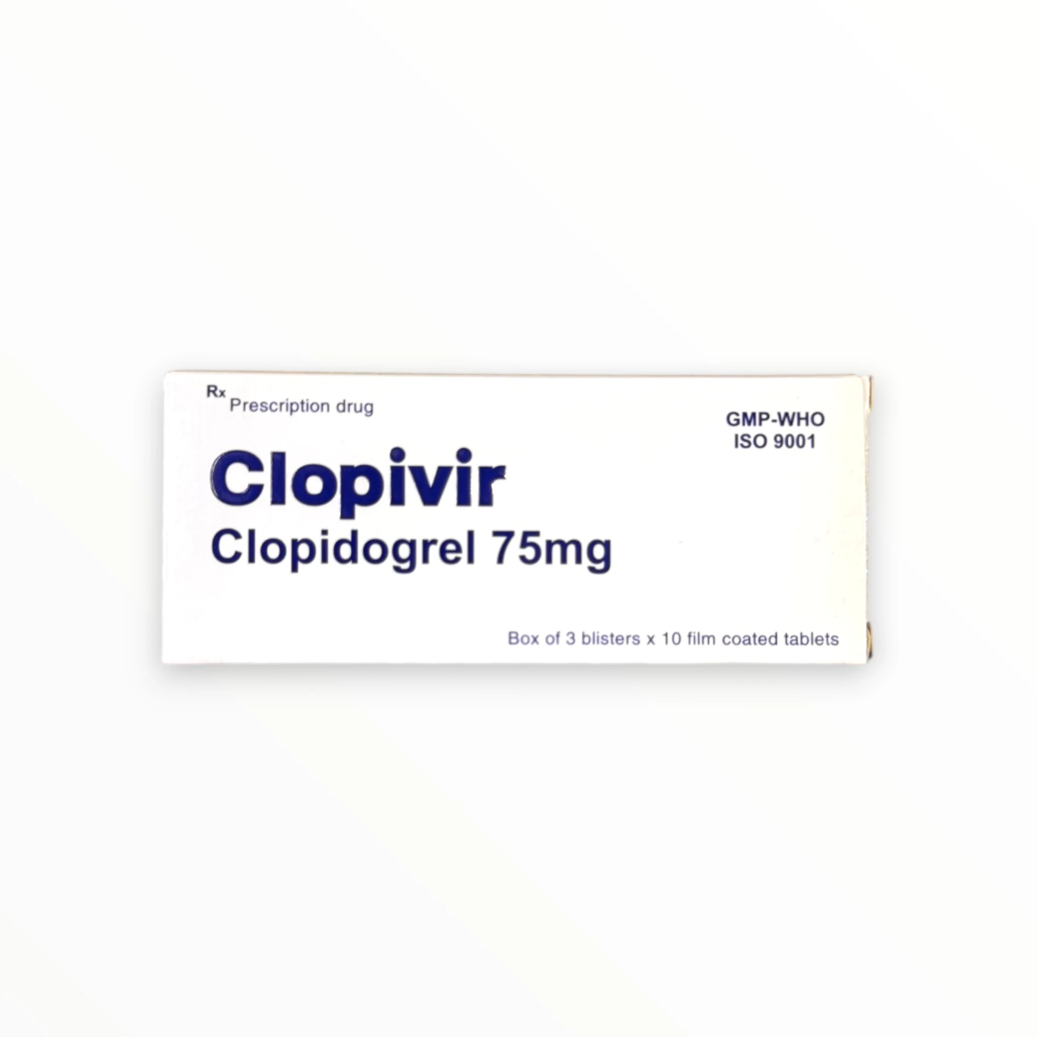 Viên nén bao phim Clopivir Bidiphar Dự phòng biến cố huyết khối do xơ vữa động mạch (Hộp 3 vỉ x 10 viên nén bao phim) 1 Clopivir