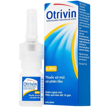 Thuốc xịt mũi Otrivin 0,05% giảm nghẹt mũi do cảm lạnh, viêm mũi dị ứng, viêm xoang (10ml) 1 xịt mũi otrivin 0,05%