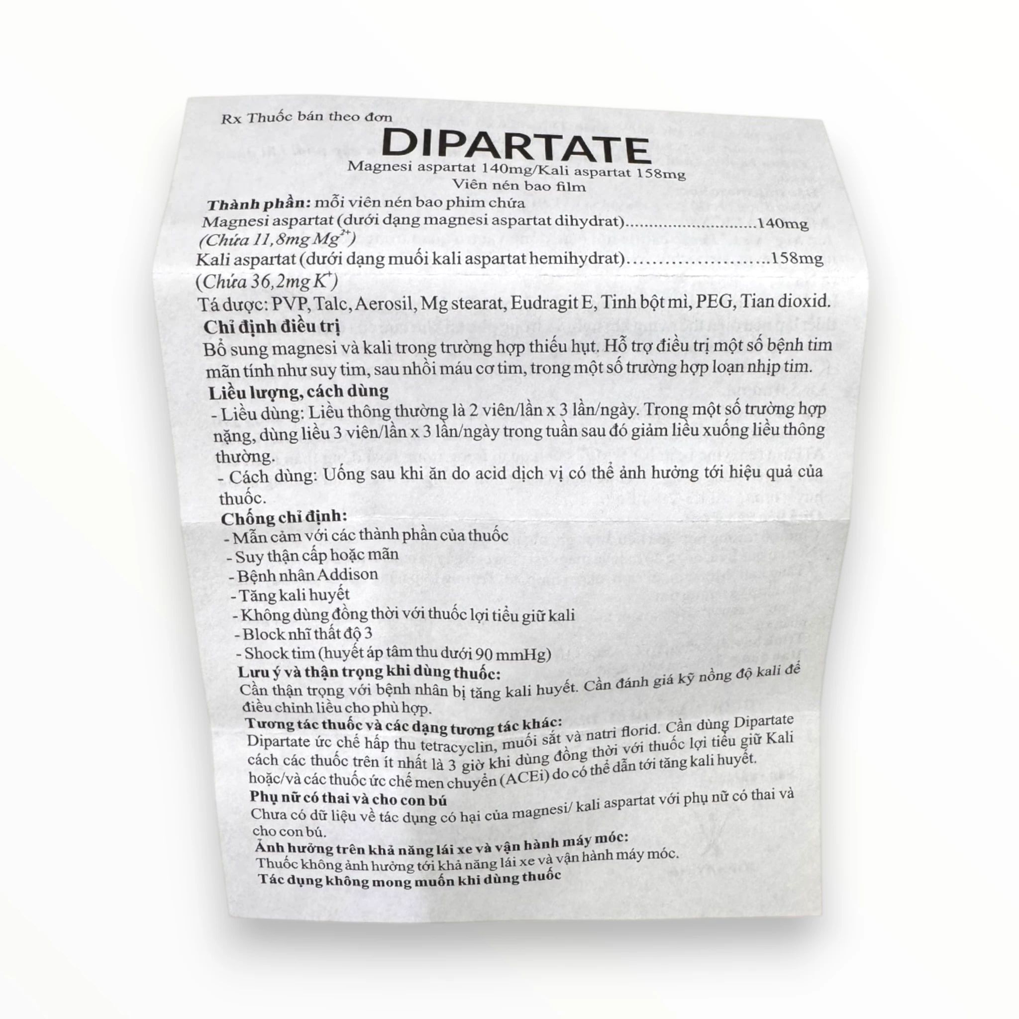 Viên nén bao phim Dipartate Cophavina Bổ sung magnesi và kali, hỗ trợ điều trị bệnh tim (Hộp 5 vỉ x 10 viên nén bao phim) 5 Dipartate (5)