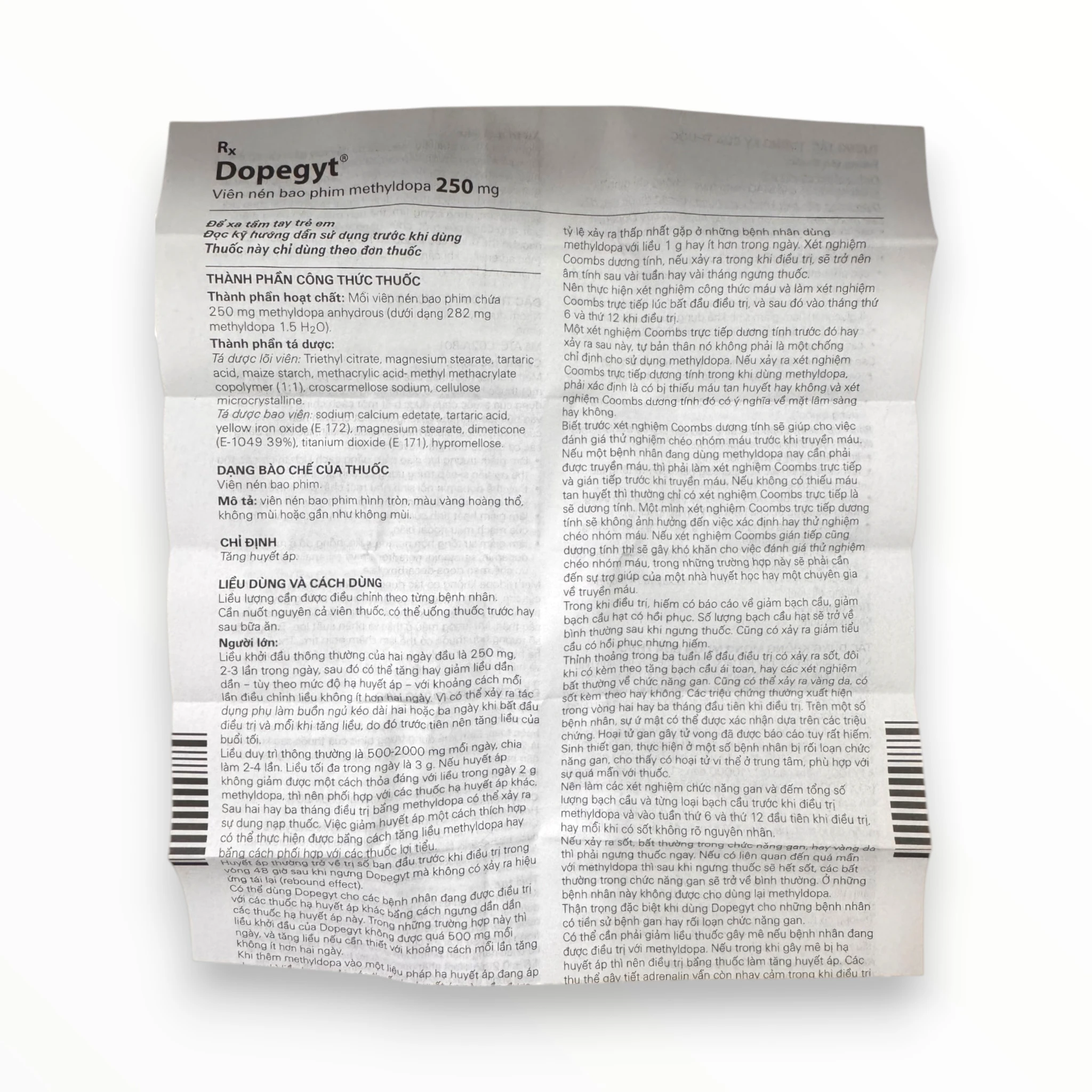Viên nén bao phim Dopegyt 250mg Egis Điều trị tăng huyết áp (Hộp 10 vỉ x 10 viên nén bao phim) 4 Dopegyt (4)