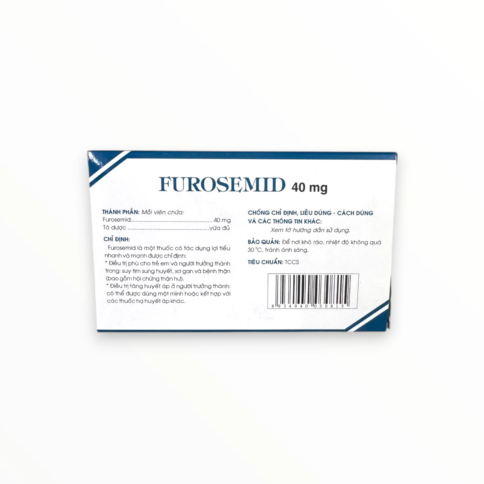 Viên nén Furosemid 40mg Traphaco Điều trị phù (suy tim, xơ gan, bệnh thận), tăng huyết áp (Hộp 2 vỉ x 20 viên nén) 2 Furosemid 40mg (2)