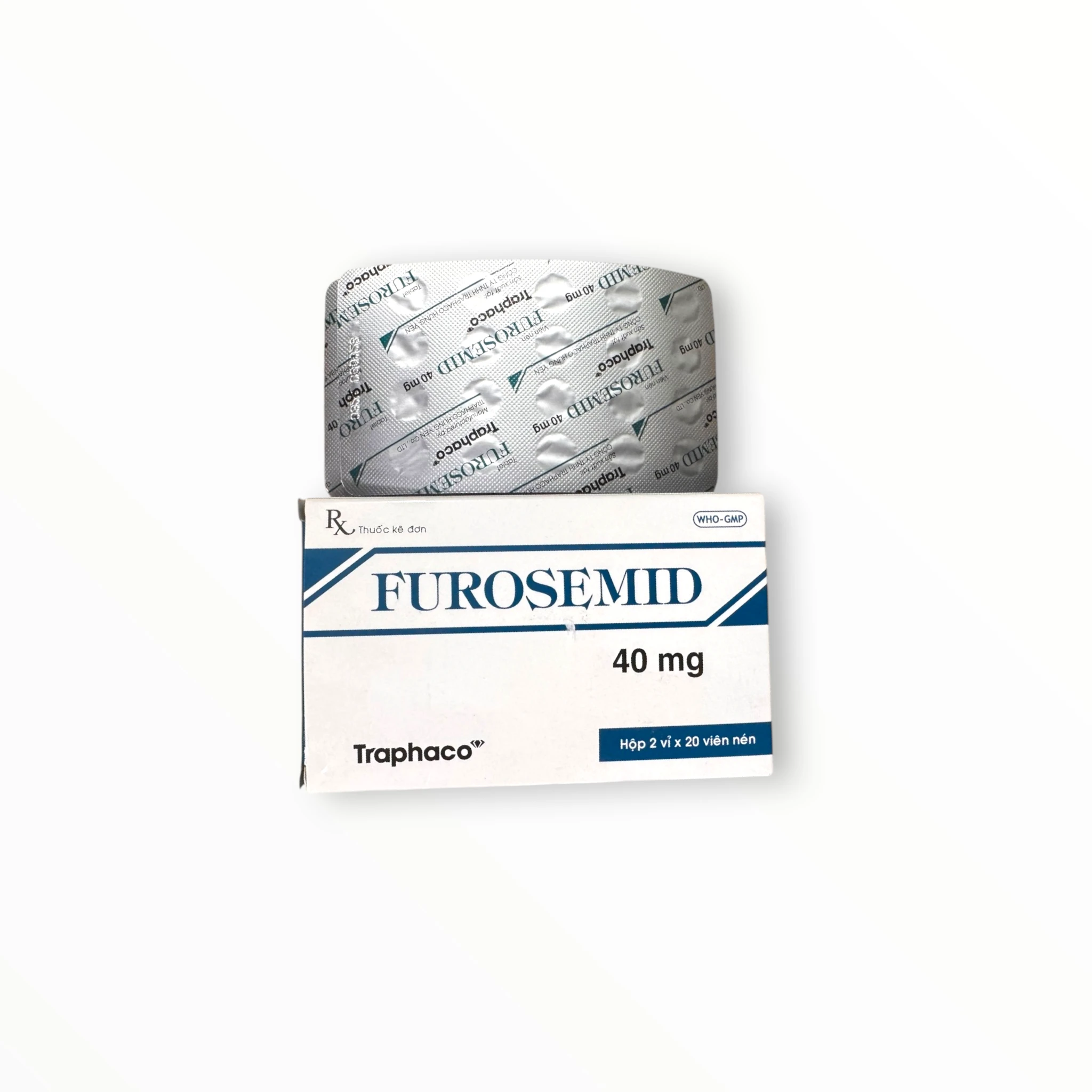 Viên nén Furosemid 40mg Traphaco Điều trị phù (suy tim, xơ gan, bệnh thận), tăng huyết áp (Hộp 2 vỉ x 20 viên nén) 3 Furosemid 40mg (3)