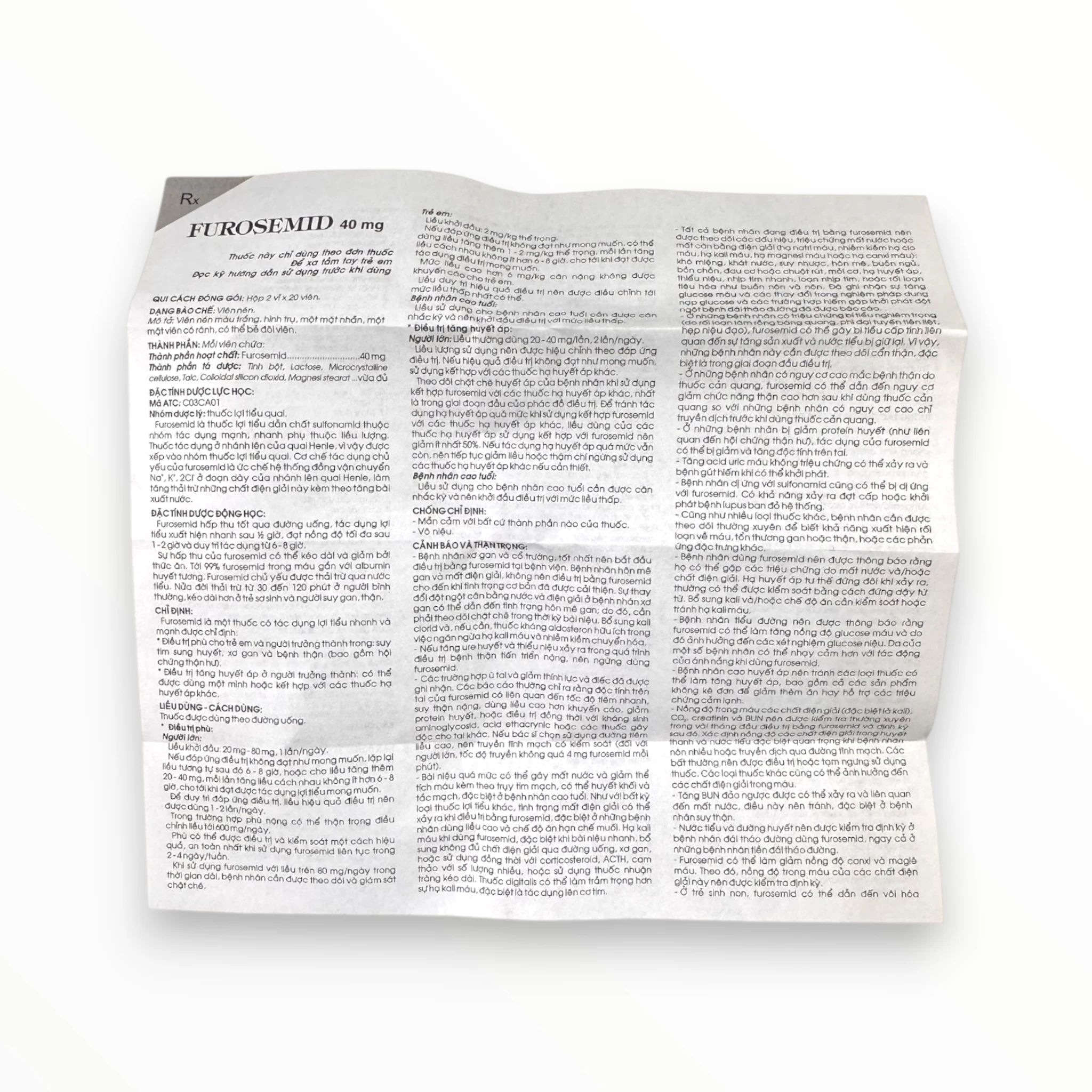 Viên nén Furosemid 40mg Traphaco Điều trị phù (suy tim, xơ gan, bệnh thận), tăng huyết áp (Hộp 2 vỉ x 20 viên nén) 4 Furosemid 40mg (4)