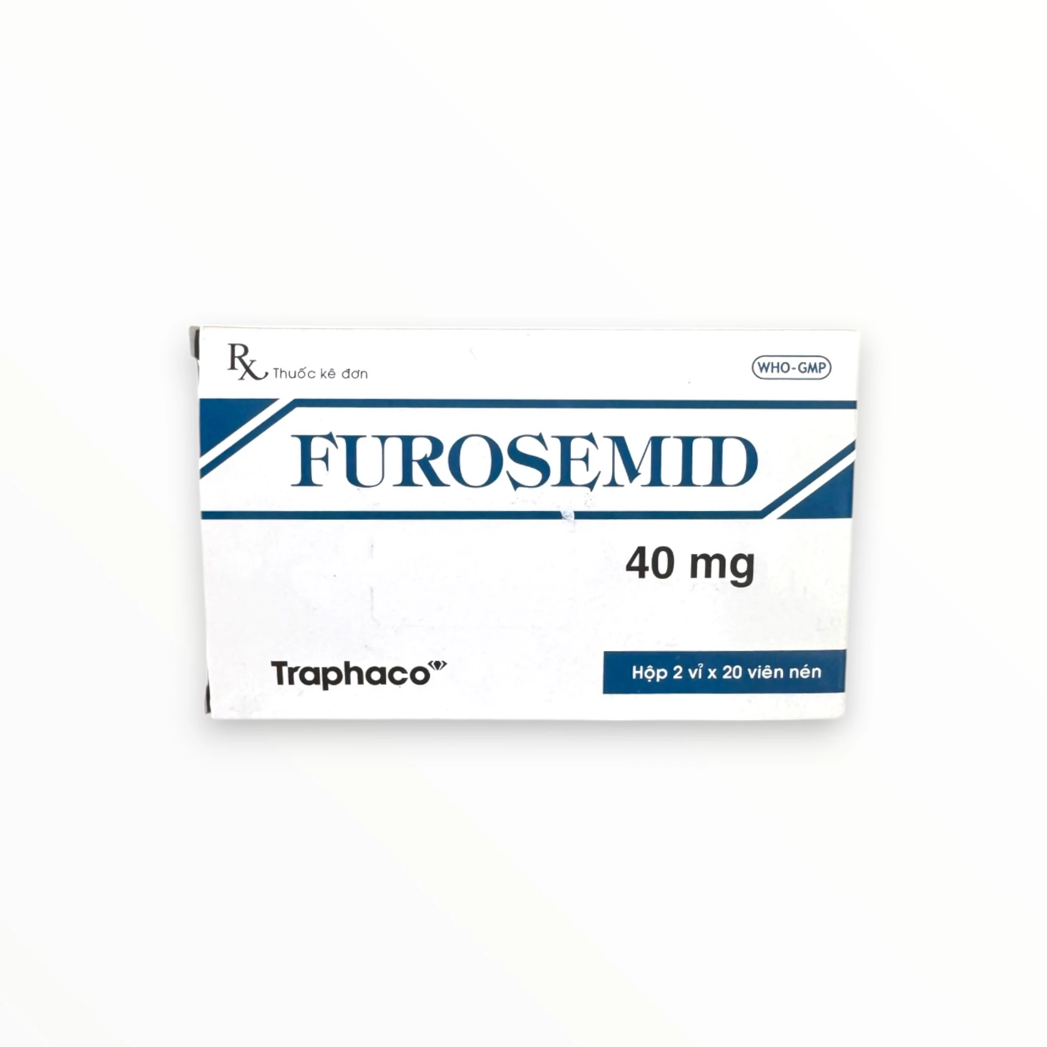 Viên nén Furosemid 40mg Traphaco Điều trị phù (suy tim, xơ gan, bệnh thận), tăng huyết áp (Hộp 2 vỉ x 20 viên nén) 1 Furosemid 40mg