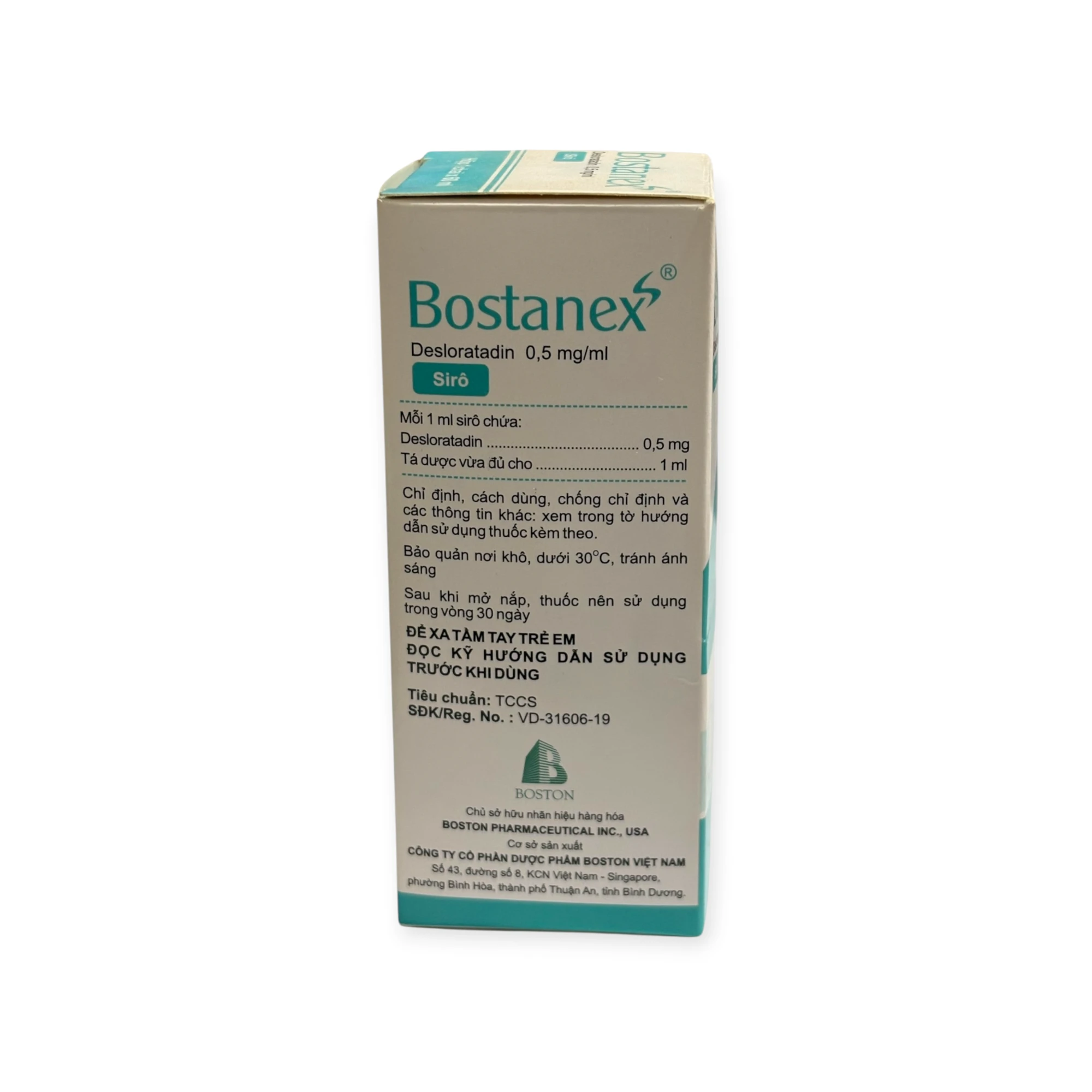 Siro Bostanex Boston Vietnam (Desloratadin 0,5 mg/ml) điều trị viêm mũi dị ứng, mày đay (Hộp 1 chai 60ml) 5 Siro Bostanex Boston Vietnam (Desloratadin 0,5 mg/ml) điều trị viêm mũi dị ứng, mày đay (Hộp 1 chai 60ml) - Ảnh 5