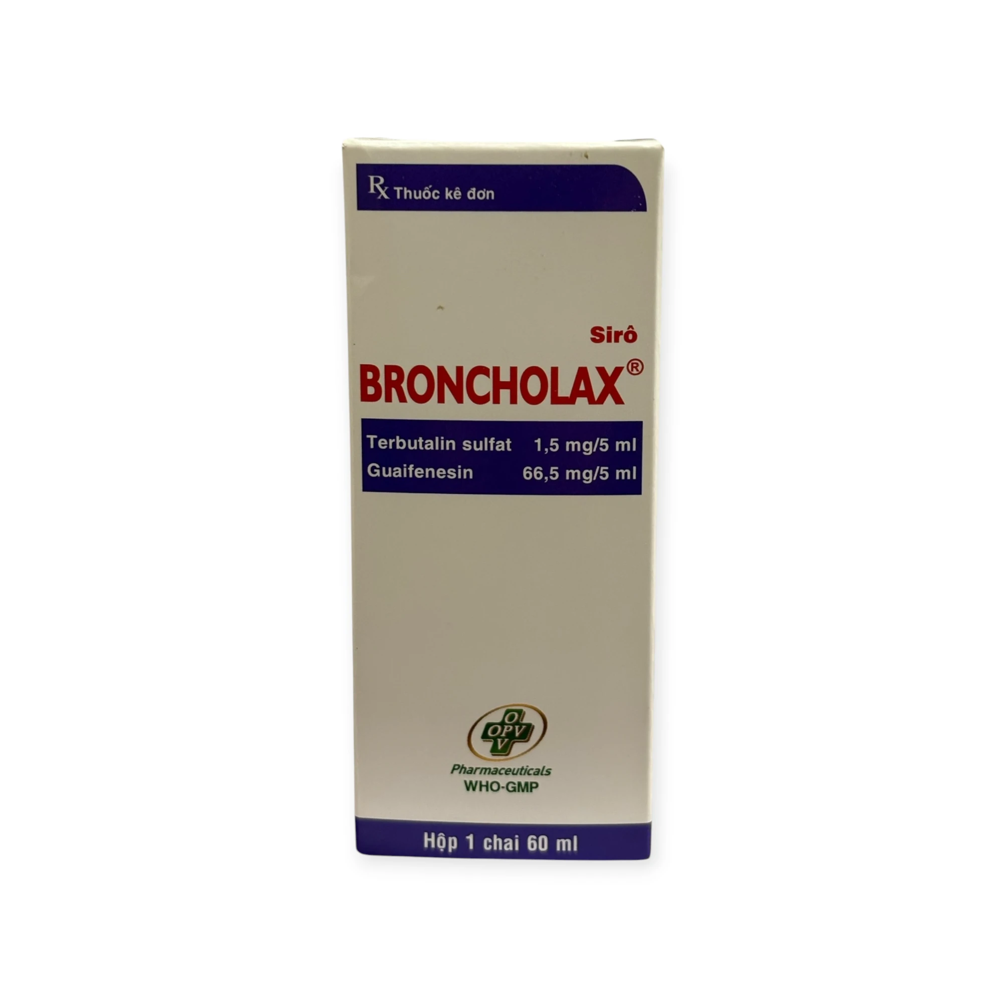 Siro Broncholax OPV (Terbutalin sulfat, Guaifenesin) trị ho do co thắt phế quản (Hộp 1 chai 60ml) 2 Siro Broncholax OPV (Terbutalin sulfat, Guaifenesin) trị ho do co thắt phế quản (Hộp 1 chai 60ml) - Ảnh 2