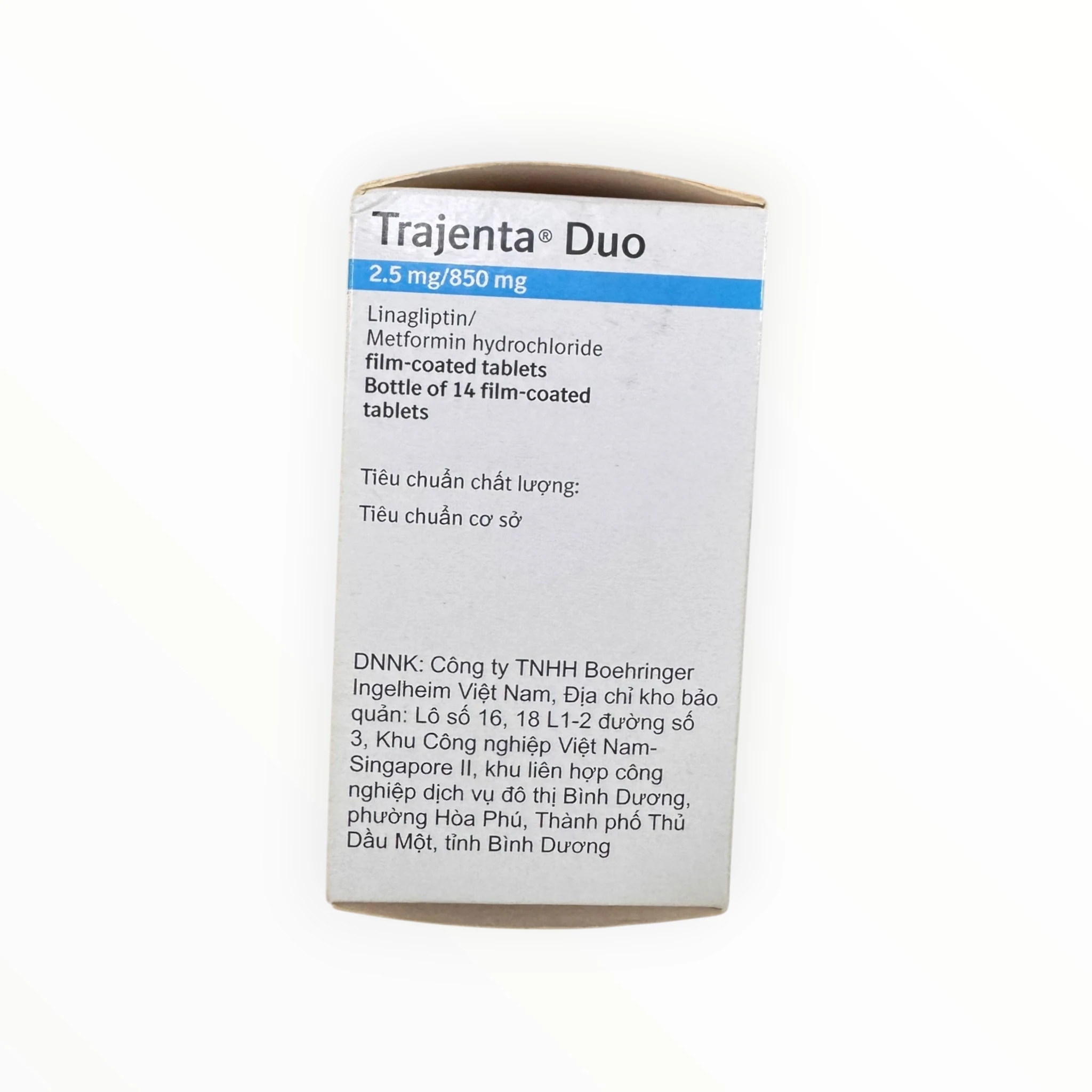 Viên nén bao phim Trajenta Duo 2.5mg/850mg Boehringer Ingelheim Điều trị đái tháo đường type 2 (Hộp 1 lọ 14 viên nén bao phim) 2 IMG 0395 Photoroom