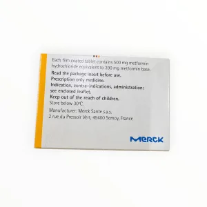 Viên nén bao phim Glucophage 500mg Metformin hydrochloride 500mg Merck điều trị tiểu đường (Hộp 05 vỉ x 10 viên nén bao phim)