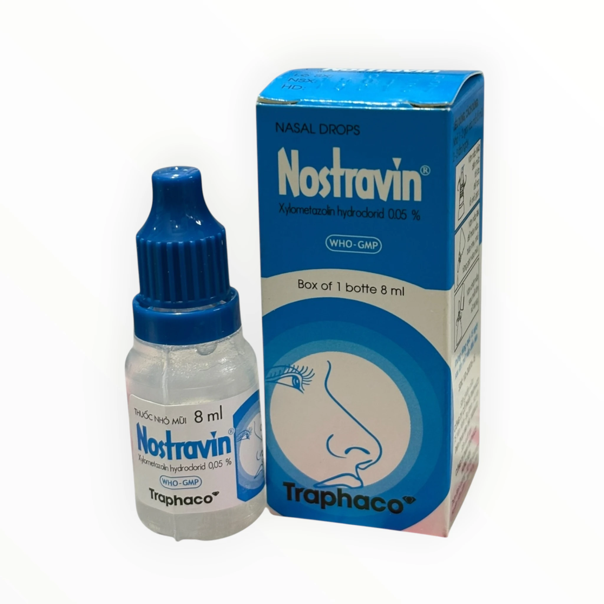 Thuốc nhỏ mũi Nostravin Xylometazolin hydroclorid 0,05% giảm ngạt mũi, sung huyết (Hộp 1 lọ 8 ml) 6 Nostravin 6