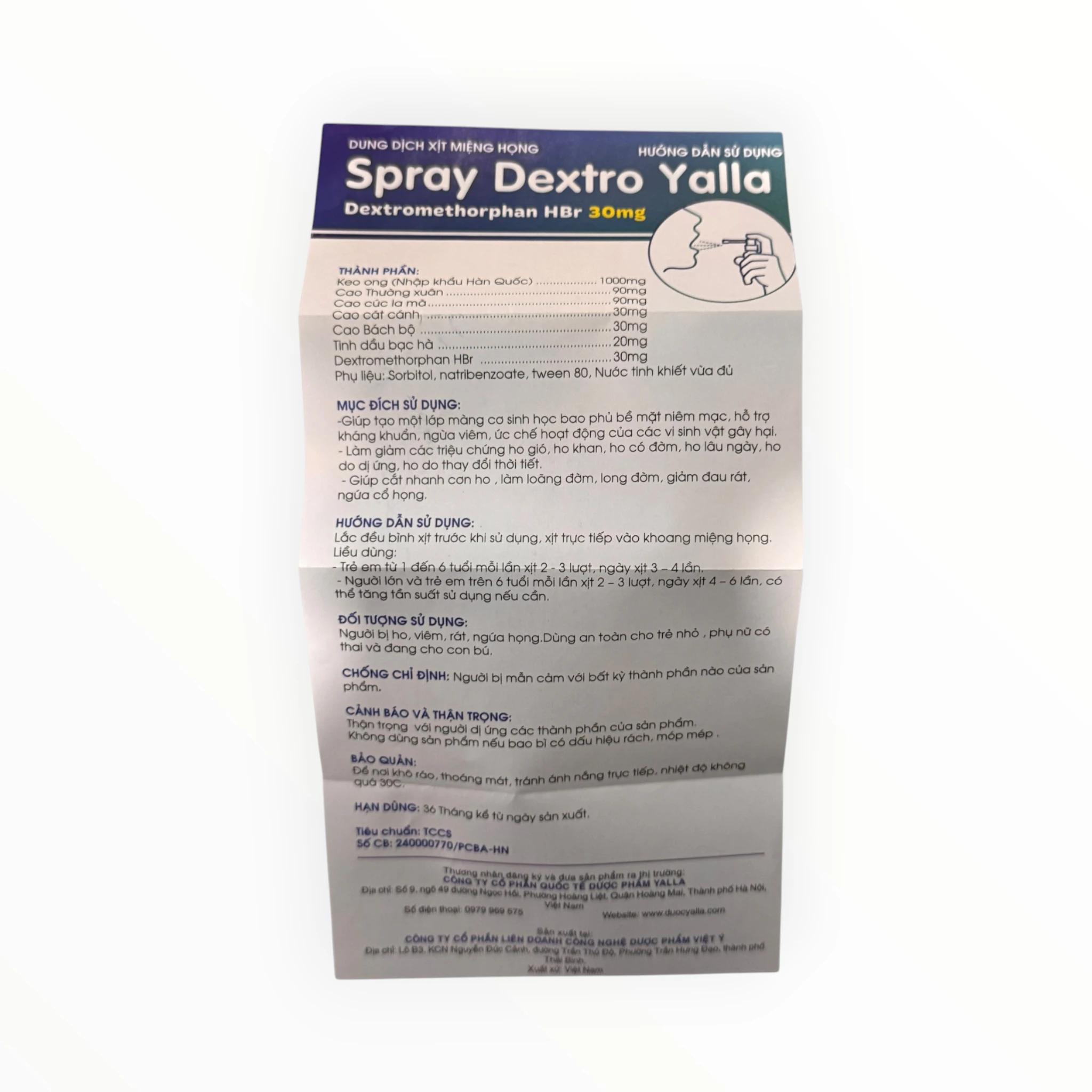 Dung dịch xịt miệng họng Spray Dextro Yalla Keo onggiảm ho, đau rát họng (Chai 30 ml) 5 Spray Dextro Yalla 5
