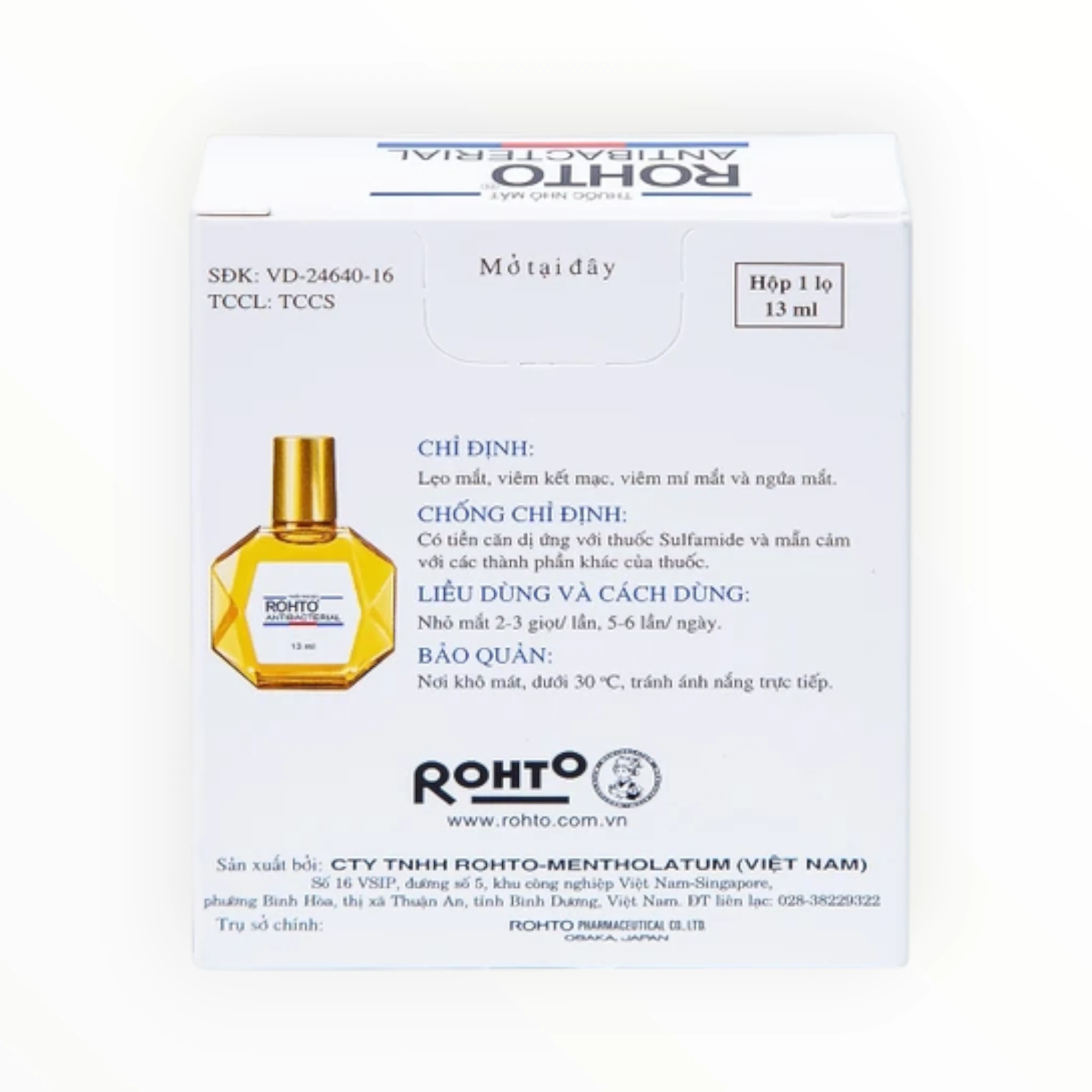 Thuốc nhỏ mắt Rohto Antibacterial Sodium Sulfamethoxazole, ε-Aminocaproic Acid, Chlorpheniramine Maleate Trị lẹo mắt, viêm kết mạc (Hộp 1 lọ 13 ml) 5 Vhoto Antibacteria 5
