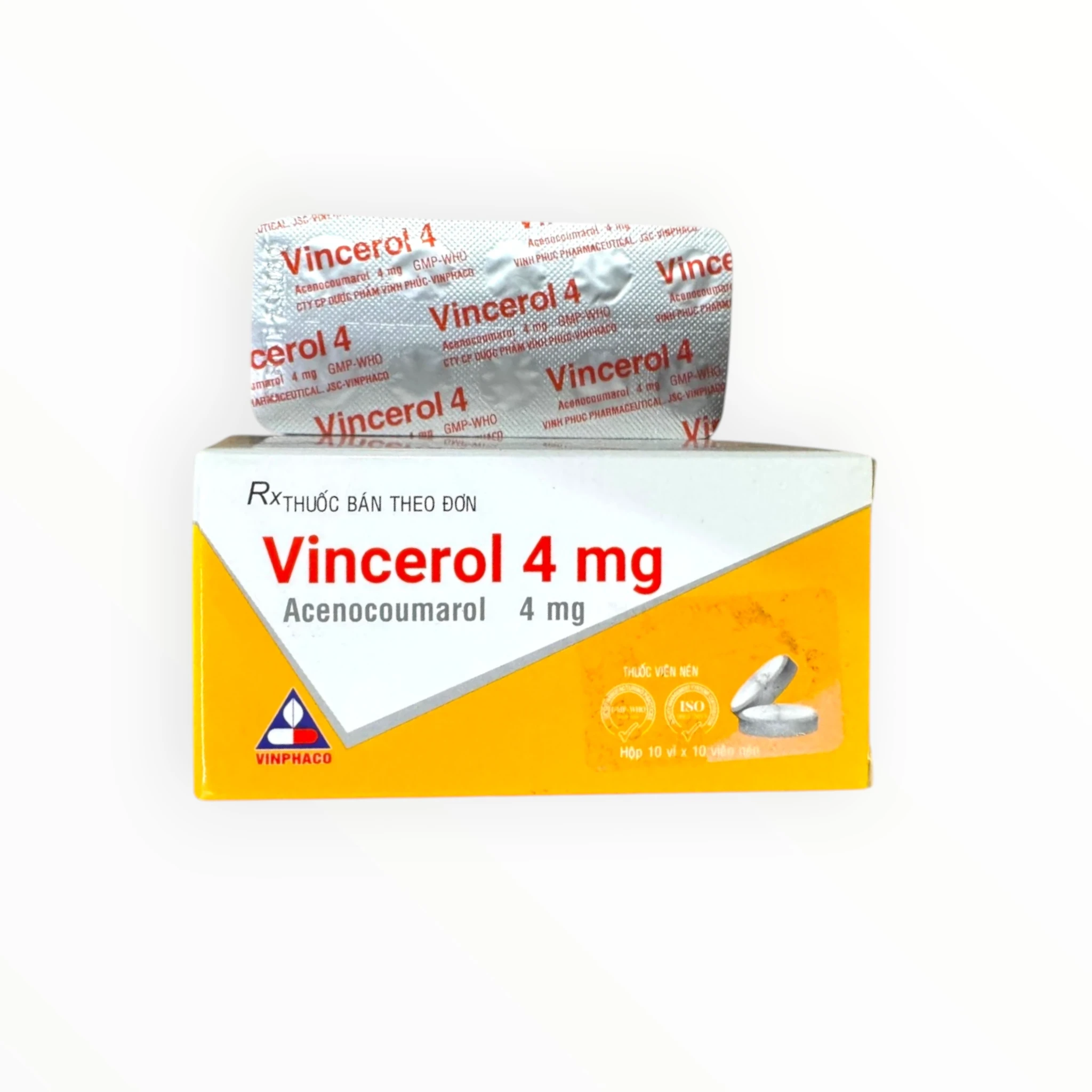 Viên nén Vincerol 4mg dự phòng và điều trị huyết khối tắc mạch, kháng đông (Hộp 10 vỉ x 10 viên nén) 2 Vincerol 4mg (2)