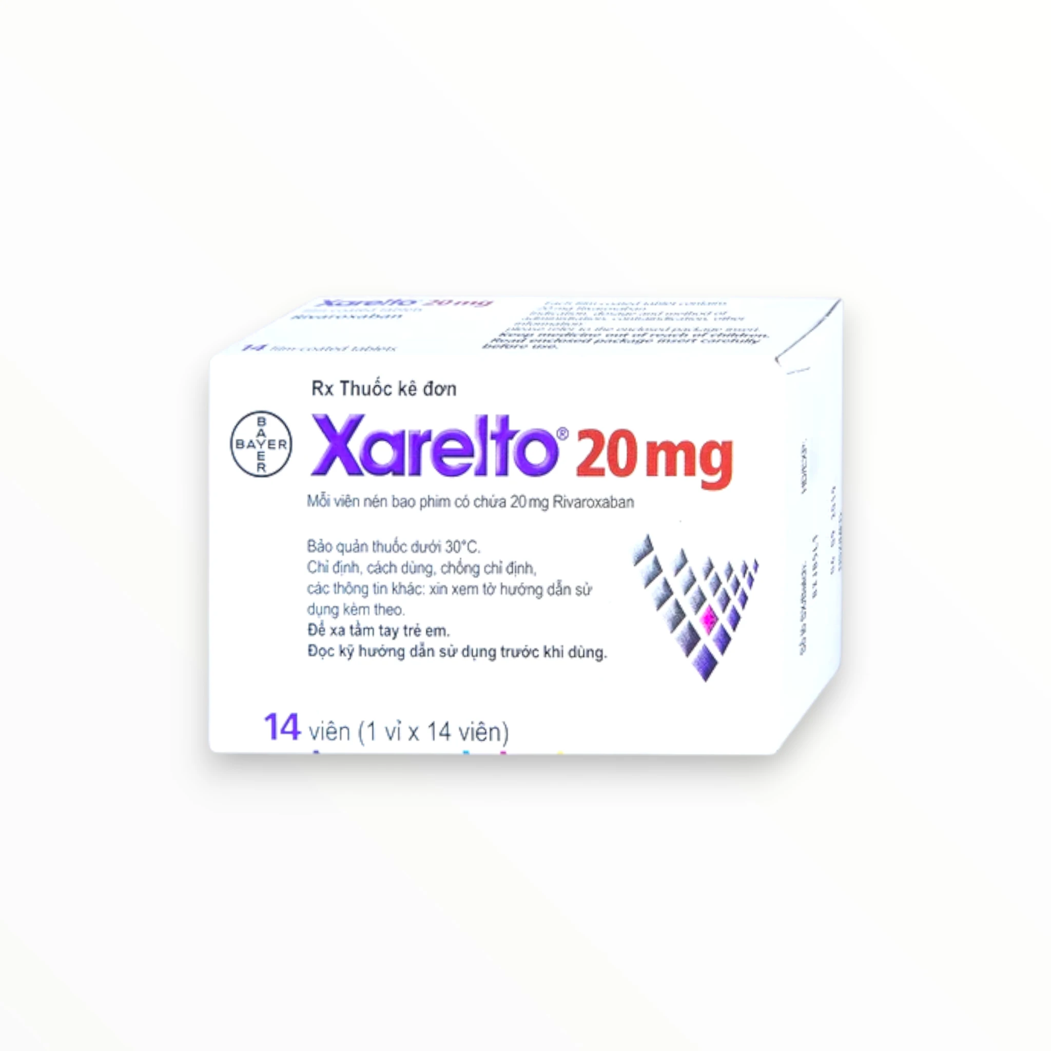 Viên nén bao phim Xarelto 20mg Bayer Dự phòng đột quỵ, điều trị DVT/PE (Hộp 1 vỉ x 14 viên nén bao phim) 1 Xarelto 20mg (4)