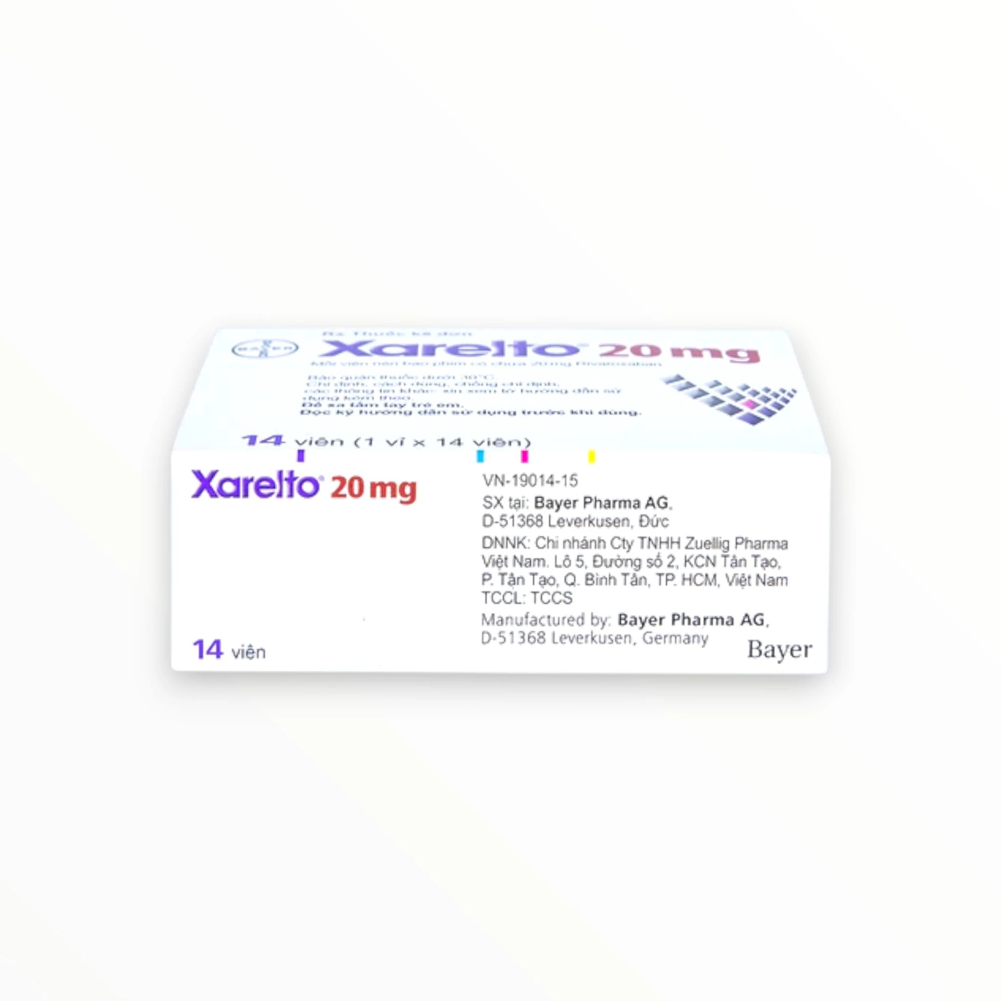 Viên nén bao phim Xarelto 20mg Bayer Dự phòng đột quỵ, điều trị DVT/PE (Hộp 1 vỉ x 14 viên nén bao phim) 3 Xarelto 20mg (6)