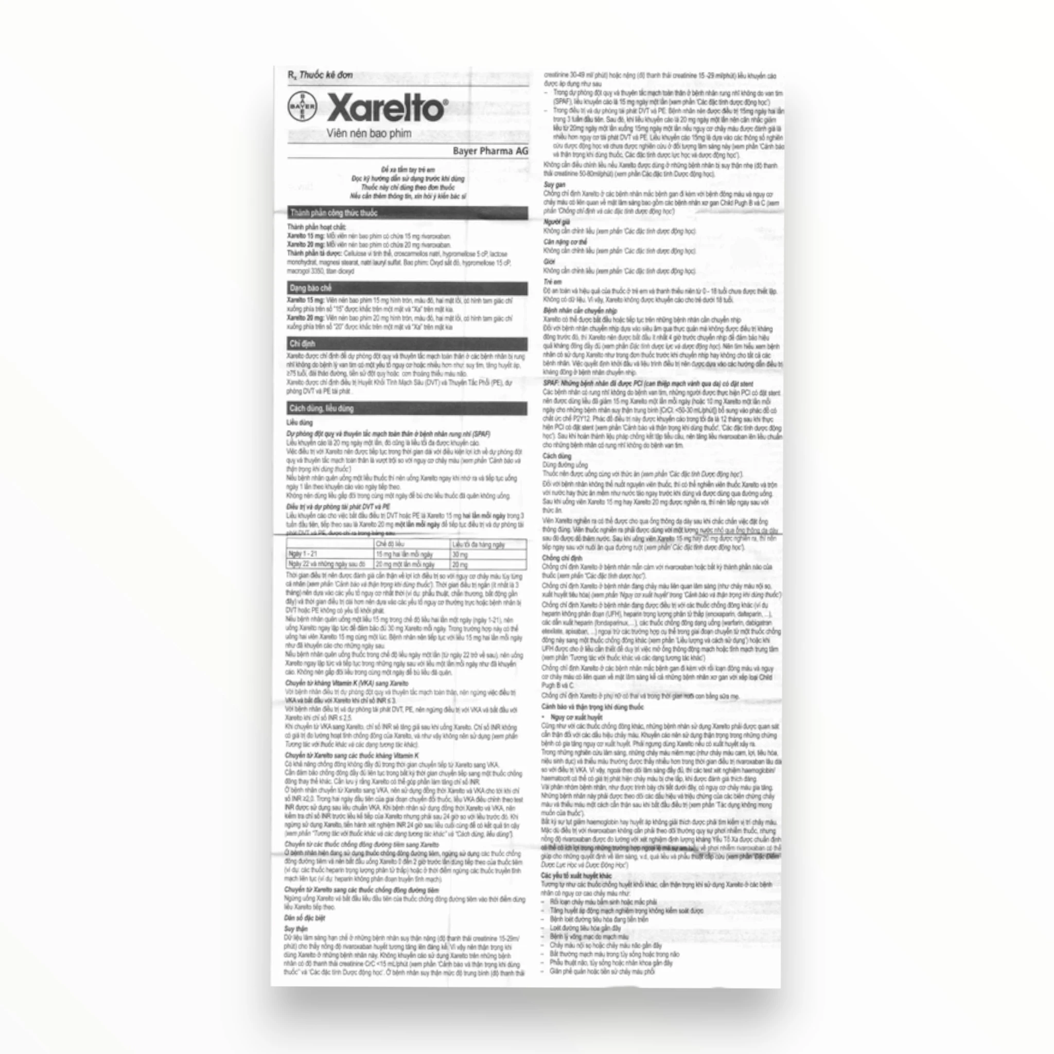 Viên nén bao phim Xarelto 20mg Bayer Dự phòng đột quỵ, điều trị DVT/PE (Hộp 1 vỉ x 14 viên nén bao phim) 5 Xarelto 20mg (8)