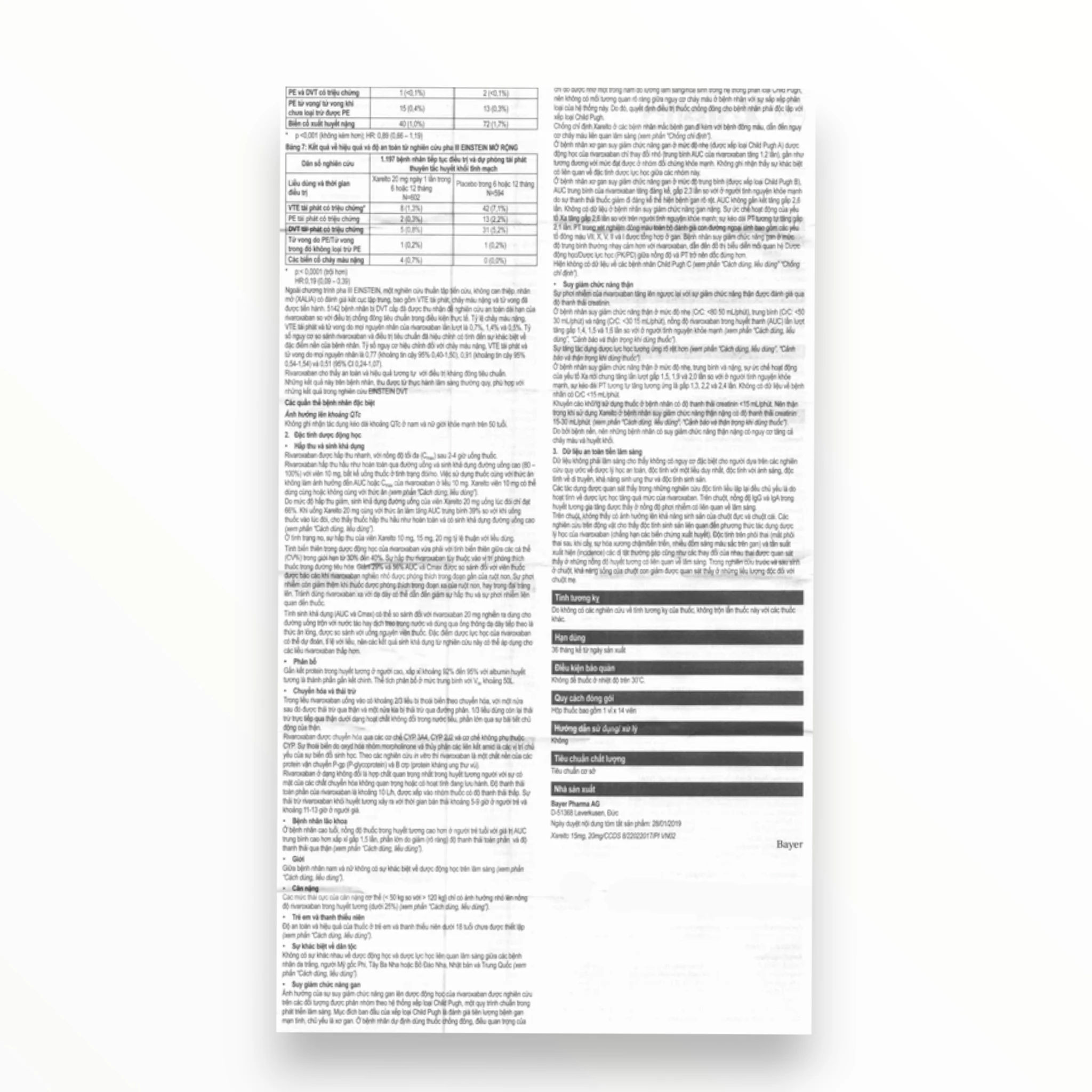 Viên nén bao phim Xarelto 20mg Bayer Dự phòng đột quỵ, điều trị DVT/PE (Hộp 1 vỉ x 14 viên nén bao phim) 6 Xarelto 20mg (9)