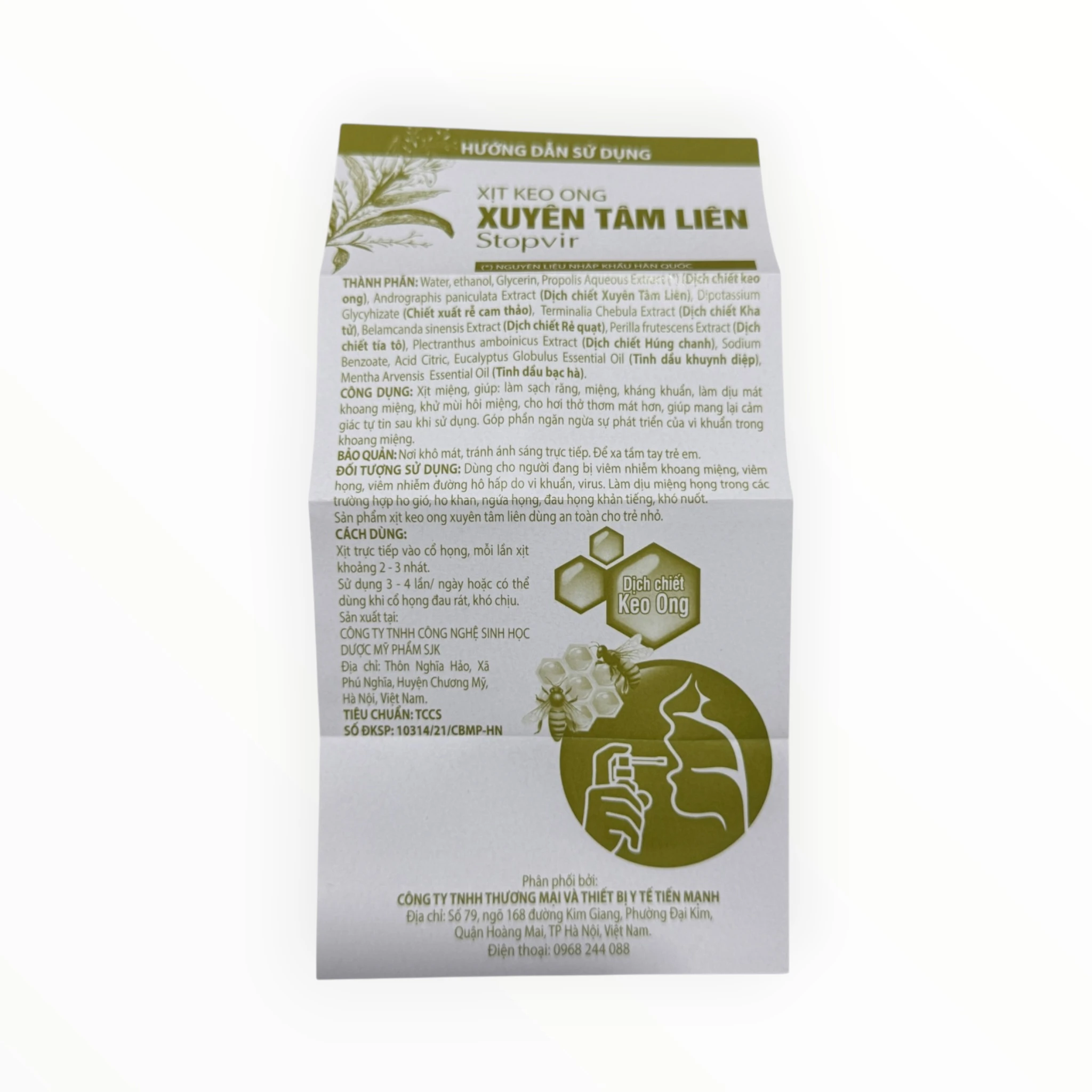 Dung dịch xịt miệng Xịt Keo Ong Xuyên Tâm Liên Dịch chiết Keo ong, Dịch chiết Xuyên Tâm Liên Làm sạch miệng, kháng khuẩn (Chai 30 ml) 4 Xuyên tâm liên 4